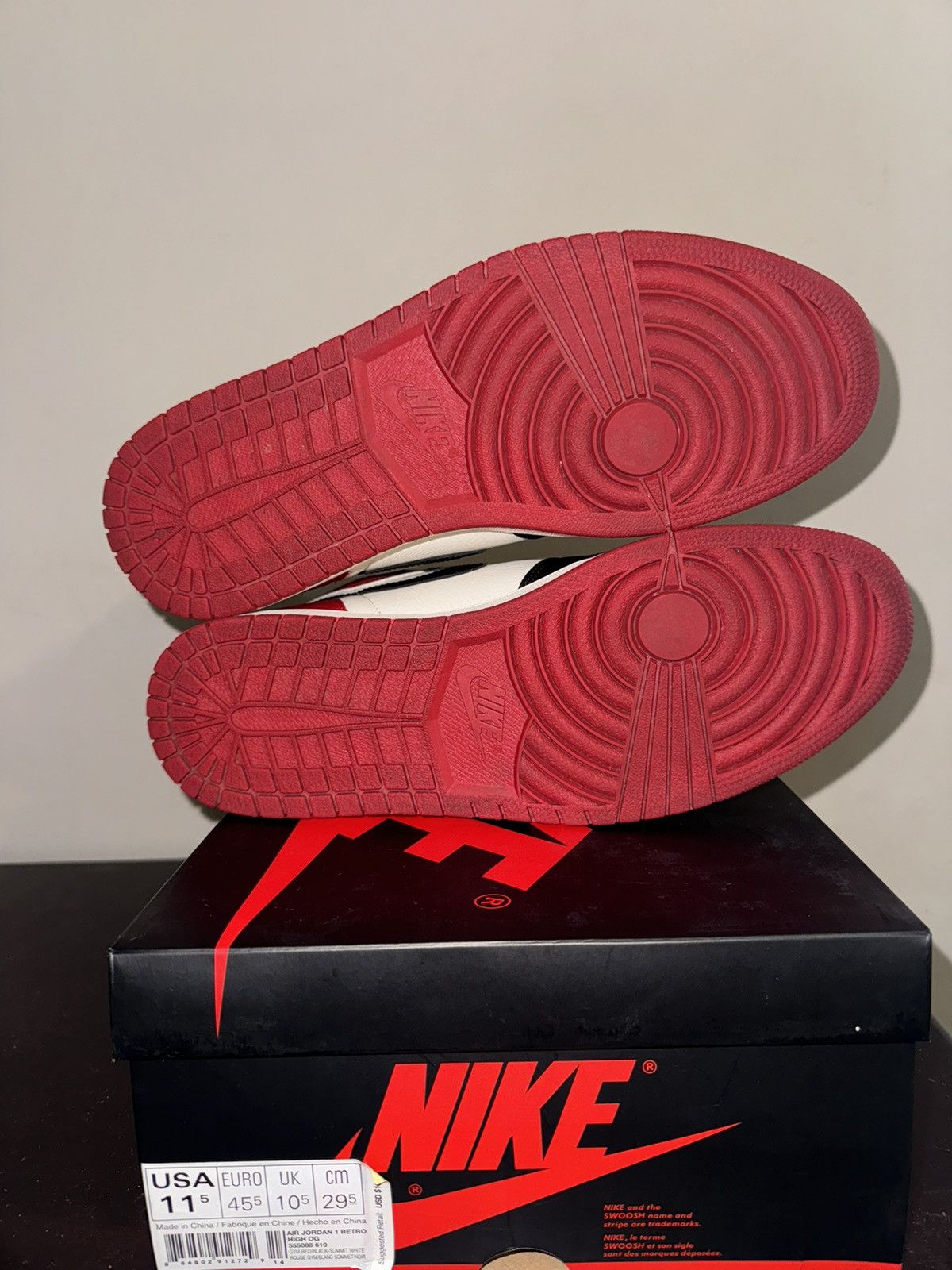 Jordan Brand × Nike Jordan 1 Bred toe Size 11.5 Size US 11.5 / EU 44-45 - 9 Thumbnail