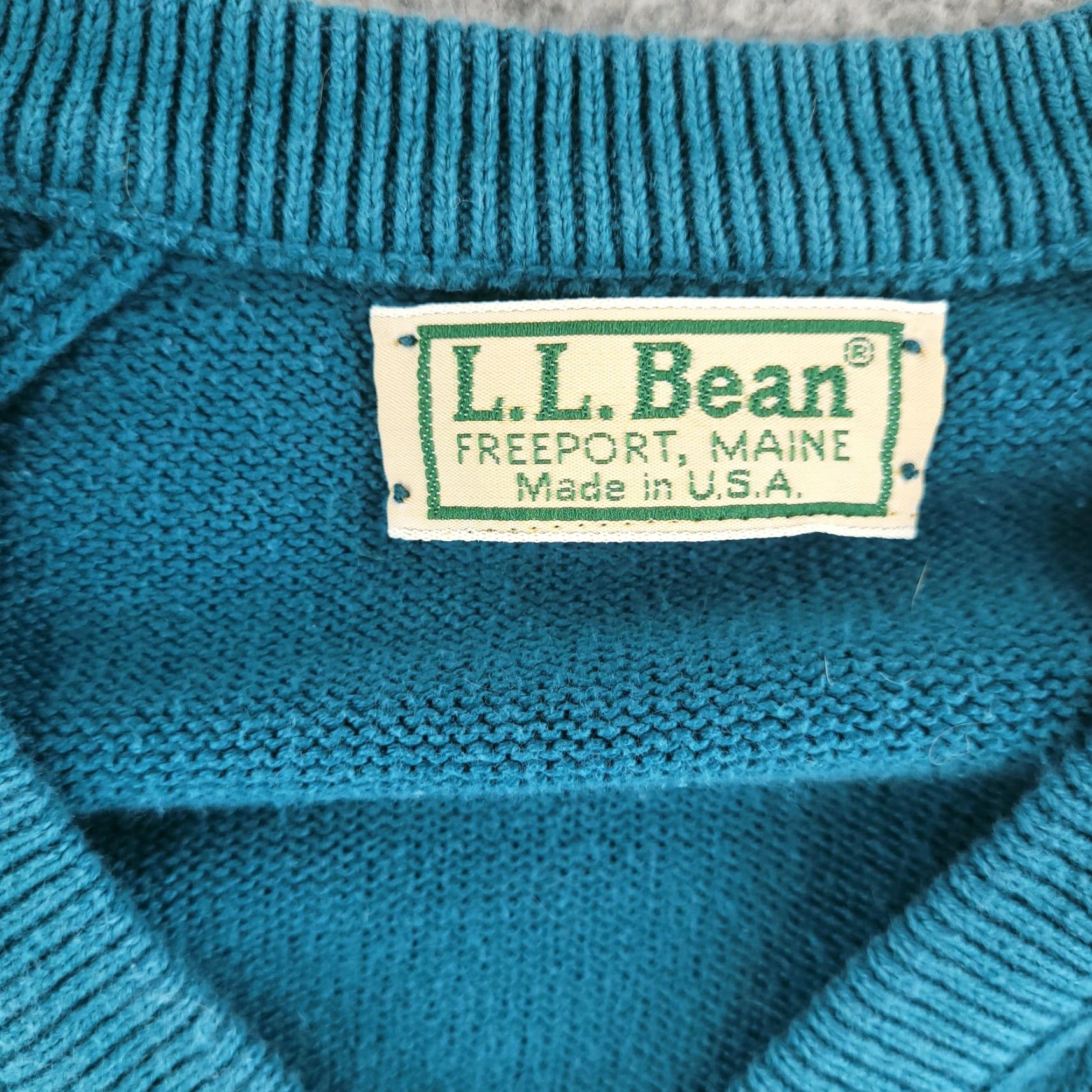 Vintage VINTAGE L.L. Bean Sweater Pullover V-Neck Mens XL Blue Green USA Solid Knit Size US XL / EU 56 / 4 - 2 Thumbnail