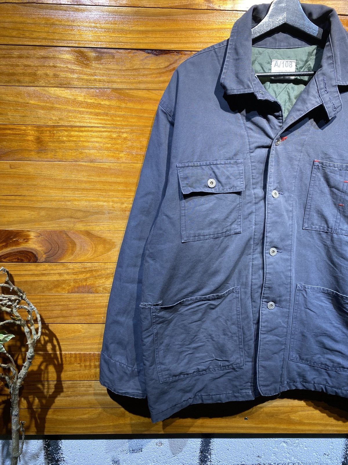 Japanese Brand Vintage Billy Stone’s A/108 Quilted Work Jacket – Navy Blue Size US L / EU 52-54 / 3 - 7 Thumbnail