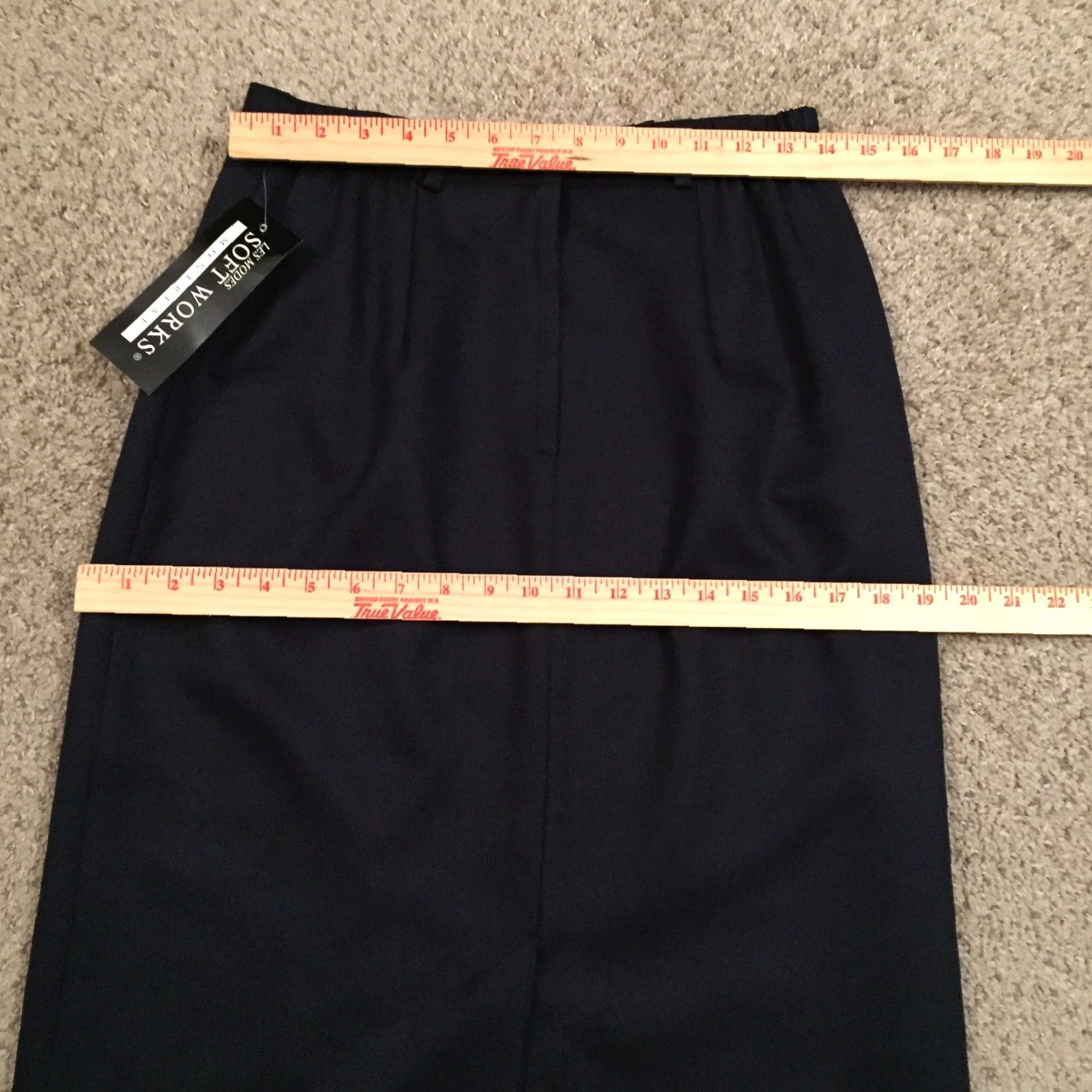 Vintage Soft Works Skirt Maxi Womens Long Blue Herringbone Size 10 Elastic Waist Slit Updated 2024 New Size 32" / US 10 / IT 46 - 2 Thumbnail