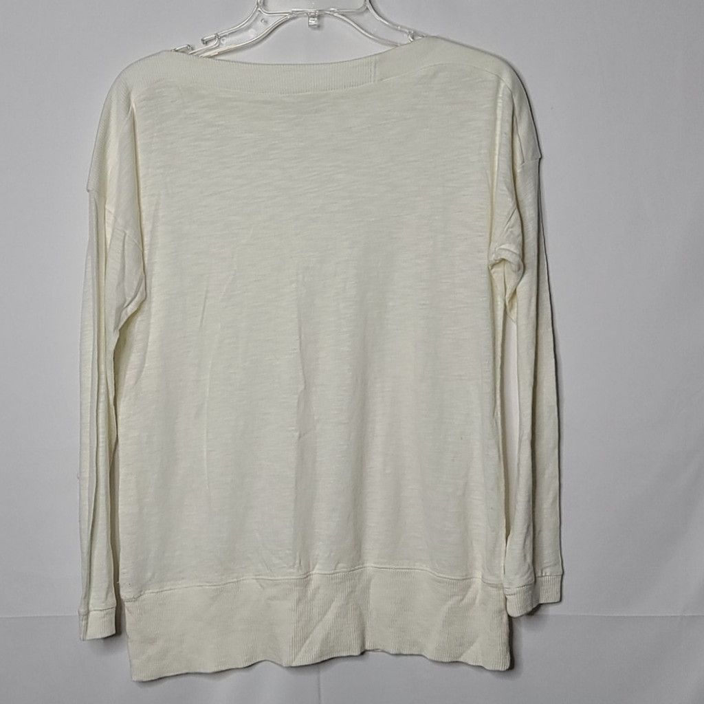 Soft Surroundings Soft Surroundings long sleeve ribbed trim white blouse sz S Size S / US 4 / IT 40 - 6 Thumbnail
