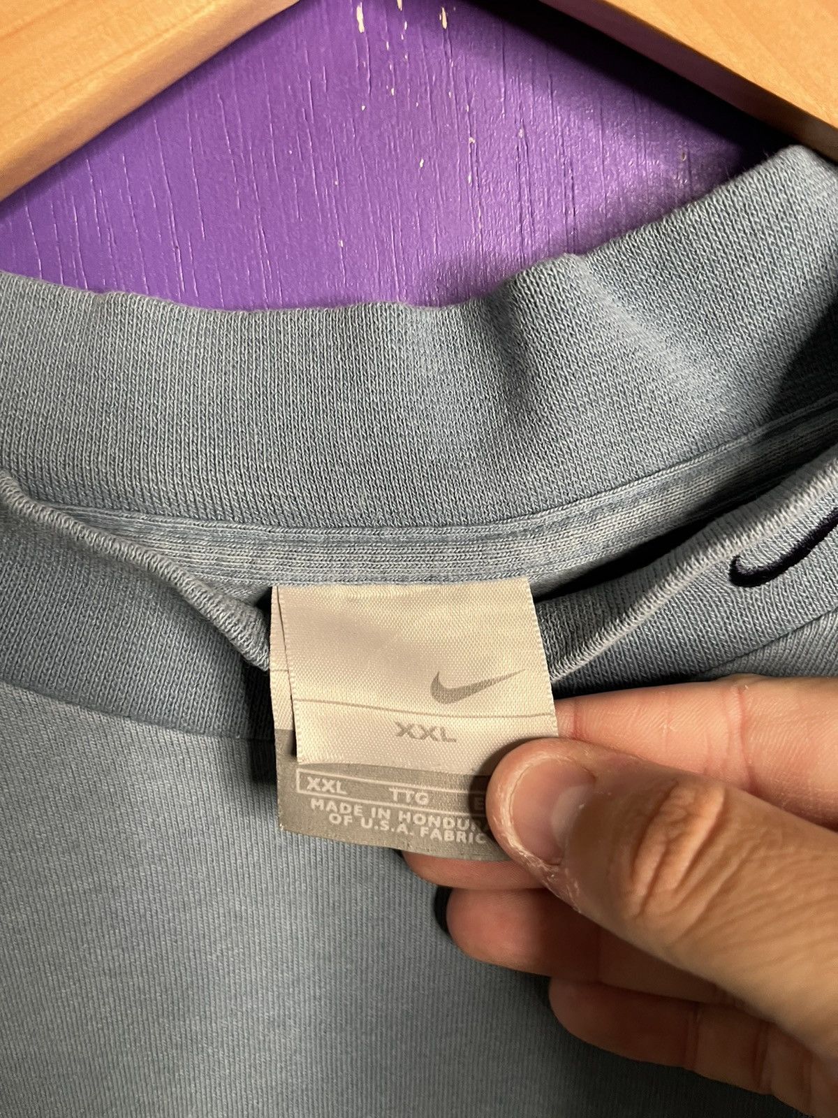 Nike × Vintage Vintage 00s Nike faded blue logo mockneck long-sleeve Size US XXL / EU 58 / 5 - 4 Thumbnail