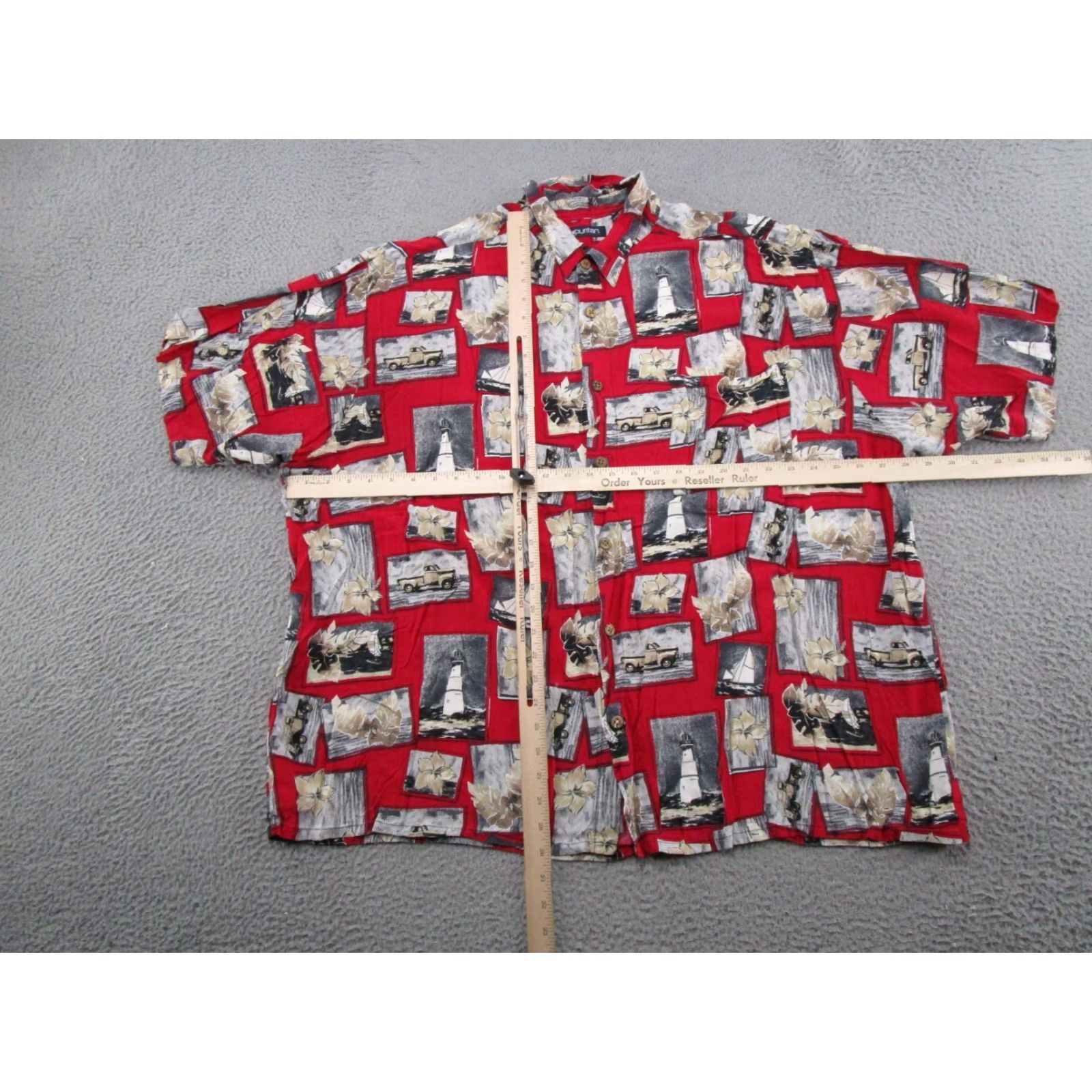 Vintage Puritan Mens Short Sleeve Shirt Hawaiian Floral Button-Up 3XL Red Beach Vintage? Size US XXL / EU 58 / 5 - 3 Thumbnail