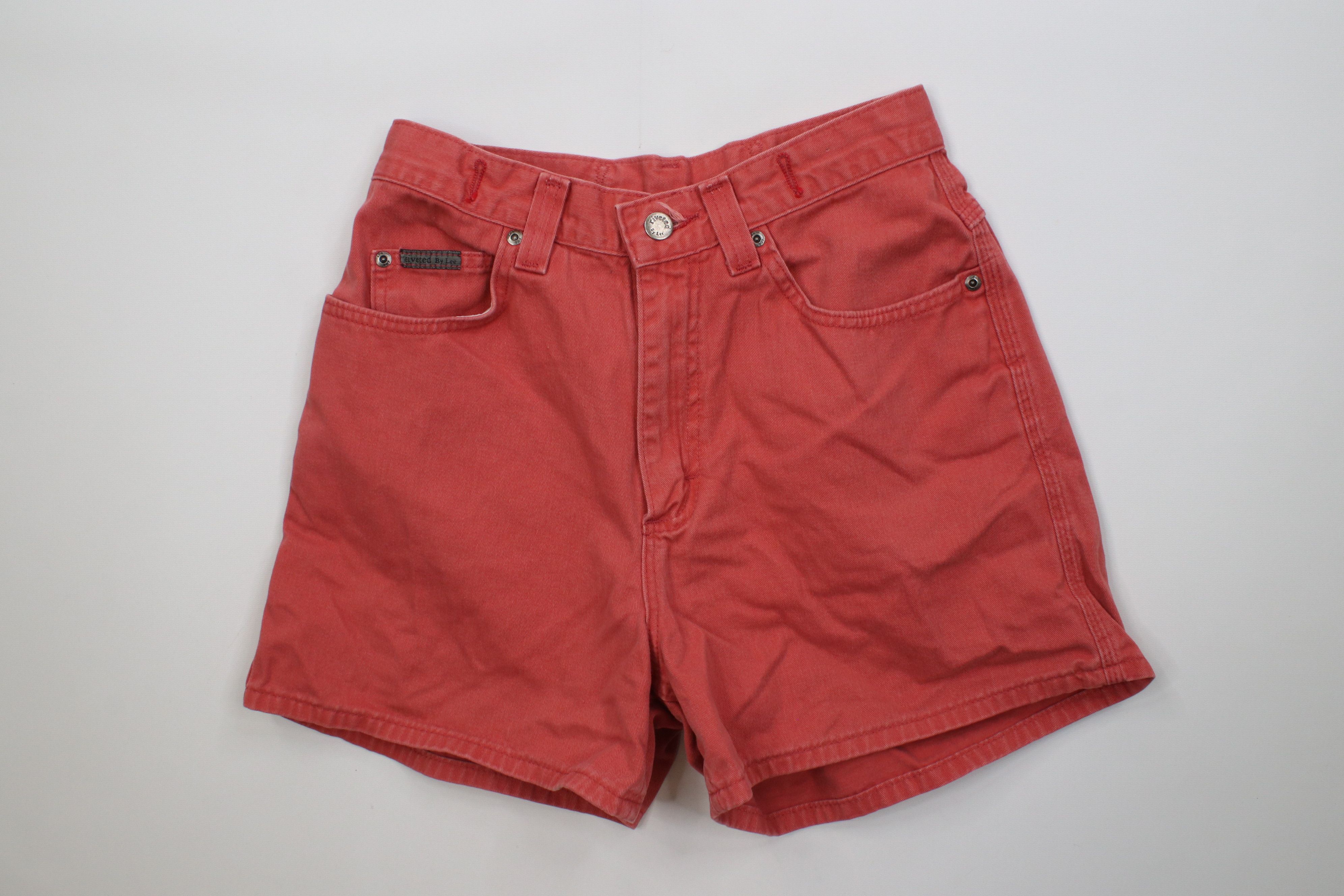 Lee Vintage 90s Lee Above Knee Buckle Back Shorts Red Cotton USA Size 28" / US 6 / IT 42 - 1 Thumbnail