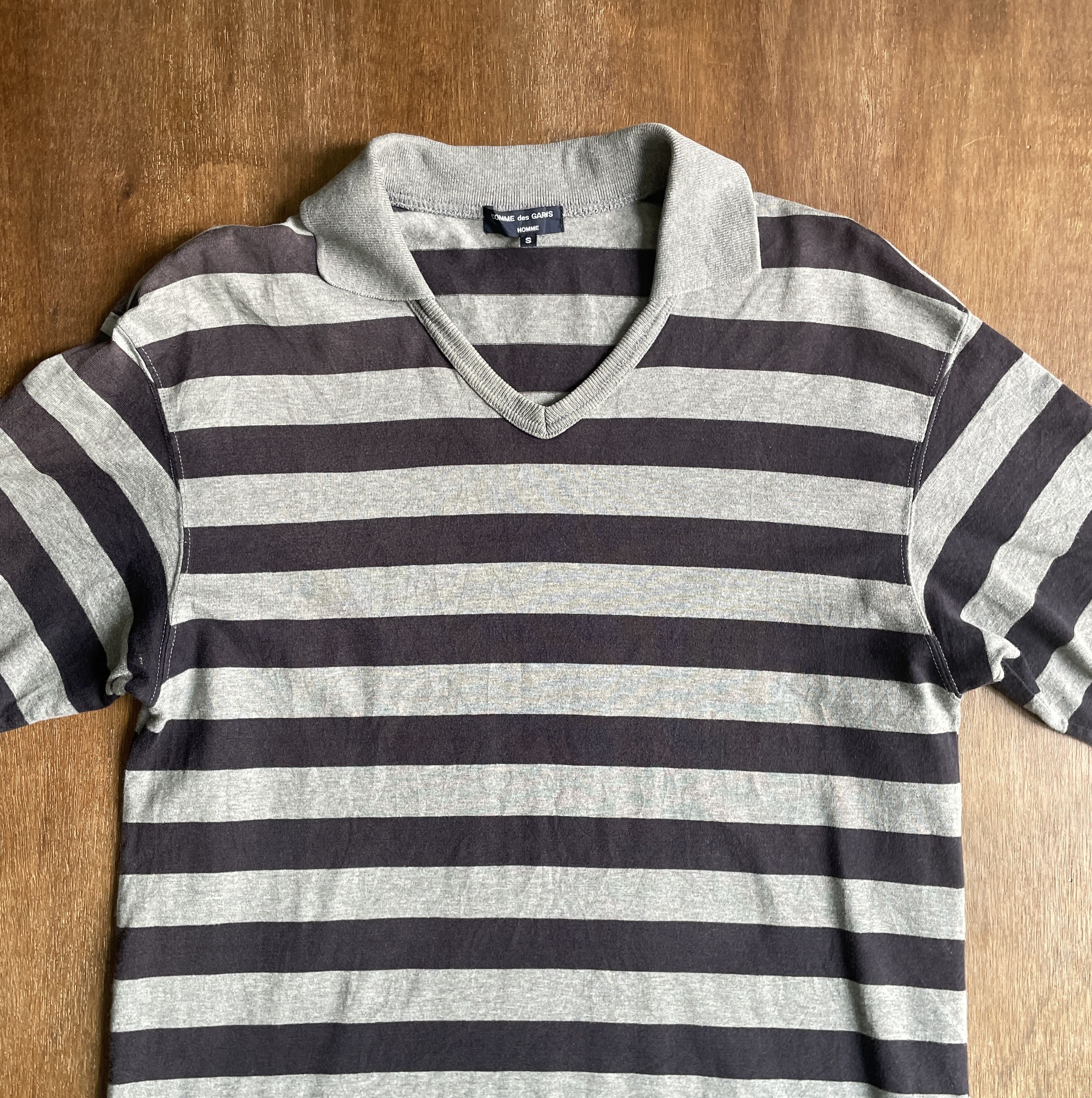 Comme des Garcons Homme CDGH Stripped Polo Shirt 2004 Size US S / EU 44-46 / 1 - 2 Thumbnail
