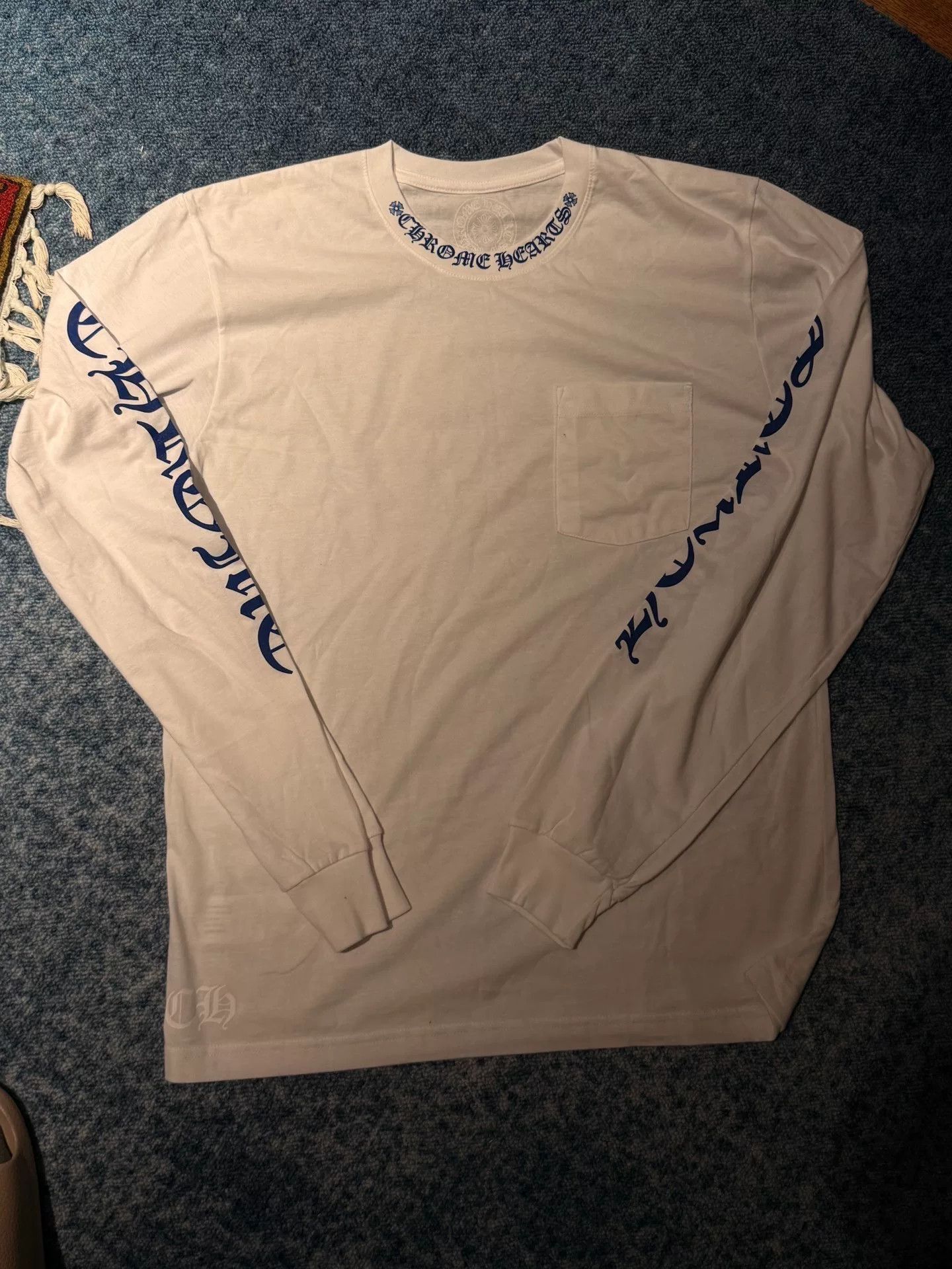 Chrome Hearts Chrome Hearts White Blue Logo Long Sleeve Size US L / EU 52-54 / 3 - 1 Thumbnail