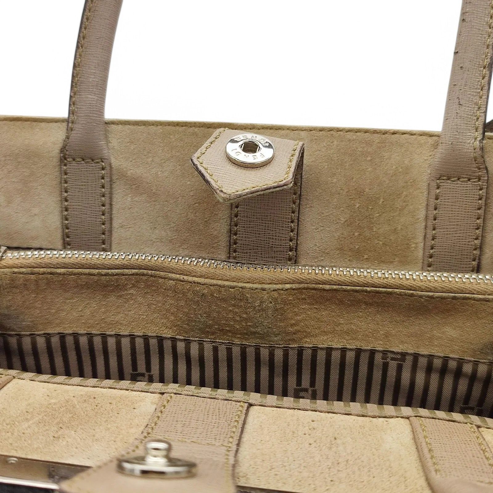 Fendi Fendi - Twojours Handbag Leather Beige Salmon Shoulder Bag Size ONE SIZE - 4 Thumbnail