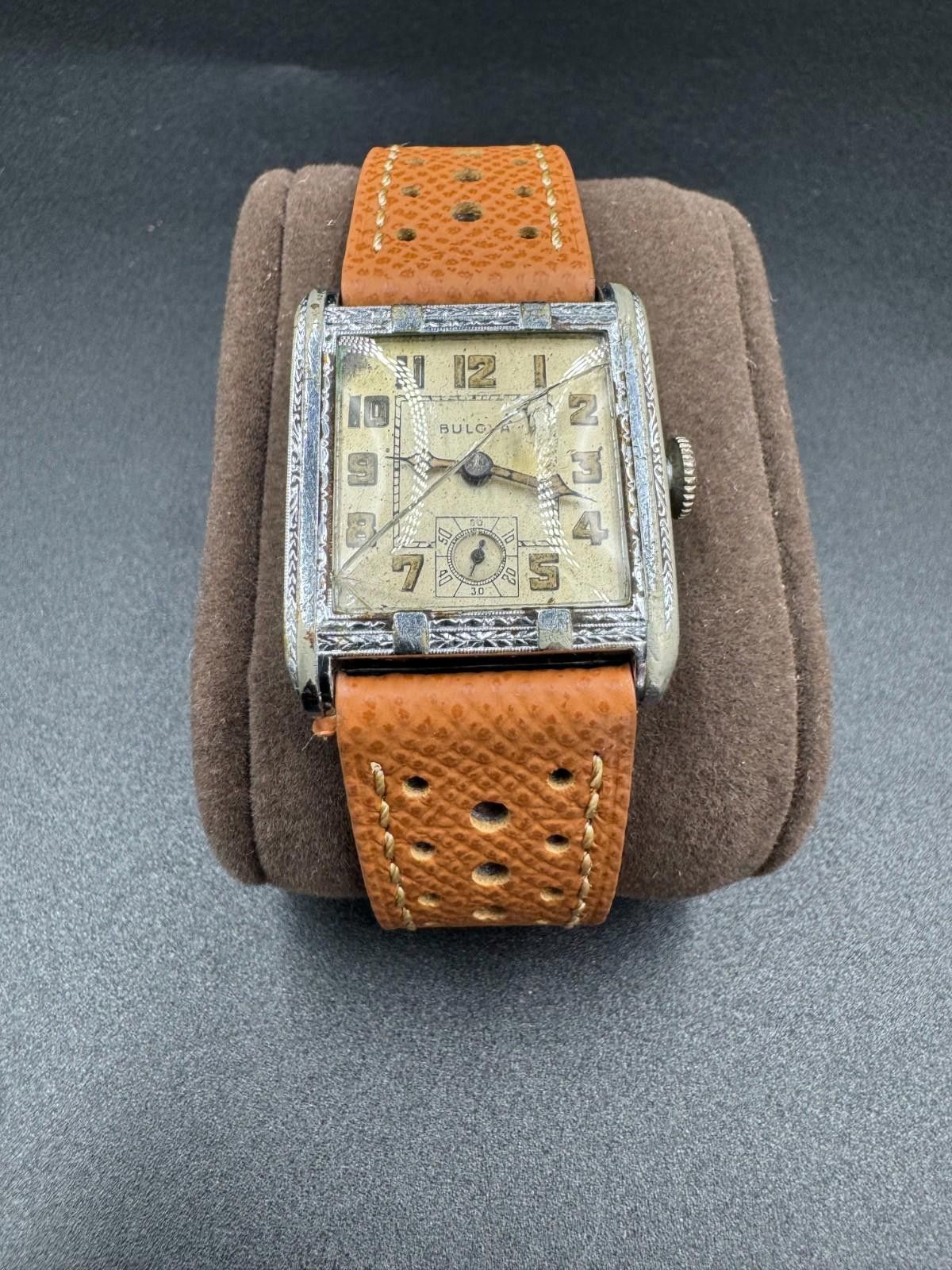 Bulova Vintage 1930s Bulova Engraved Tank Pat Jan 11 1927 17J Swiss Size ONE SIZE - 5 Thumbnail