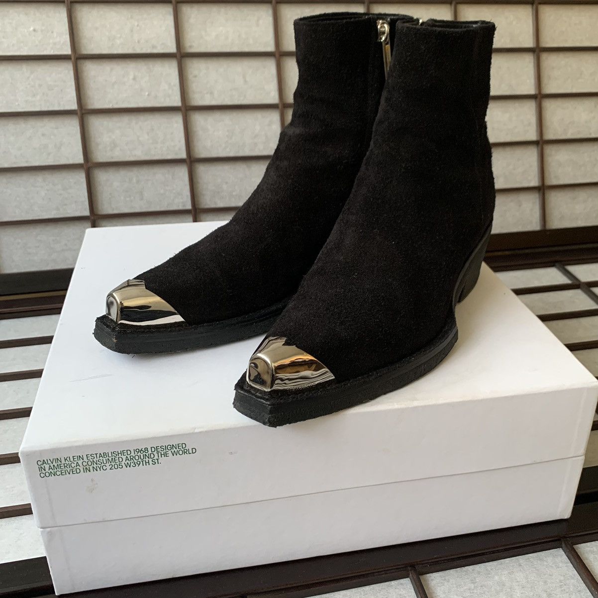 Calvin Klein 205W39NYC × Raf Simons Black Suede Metal Toe Cap