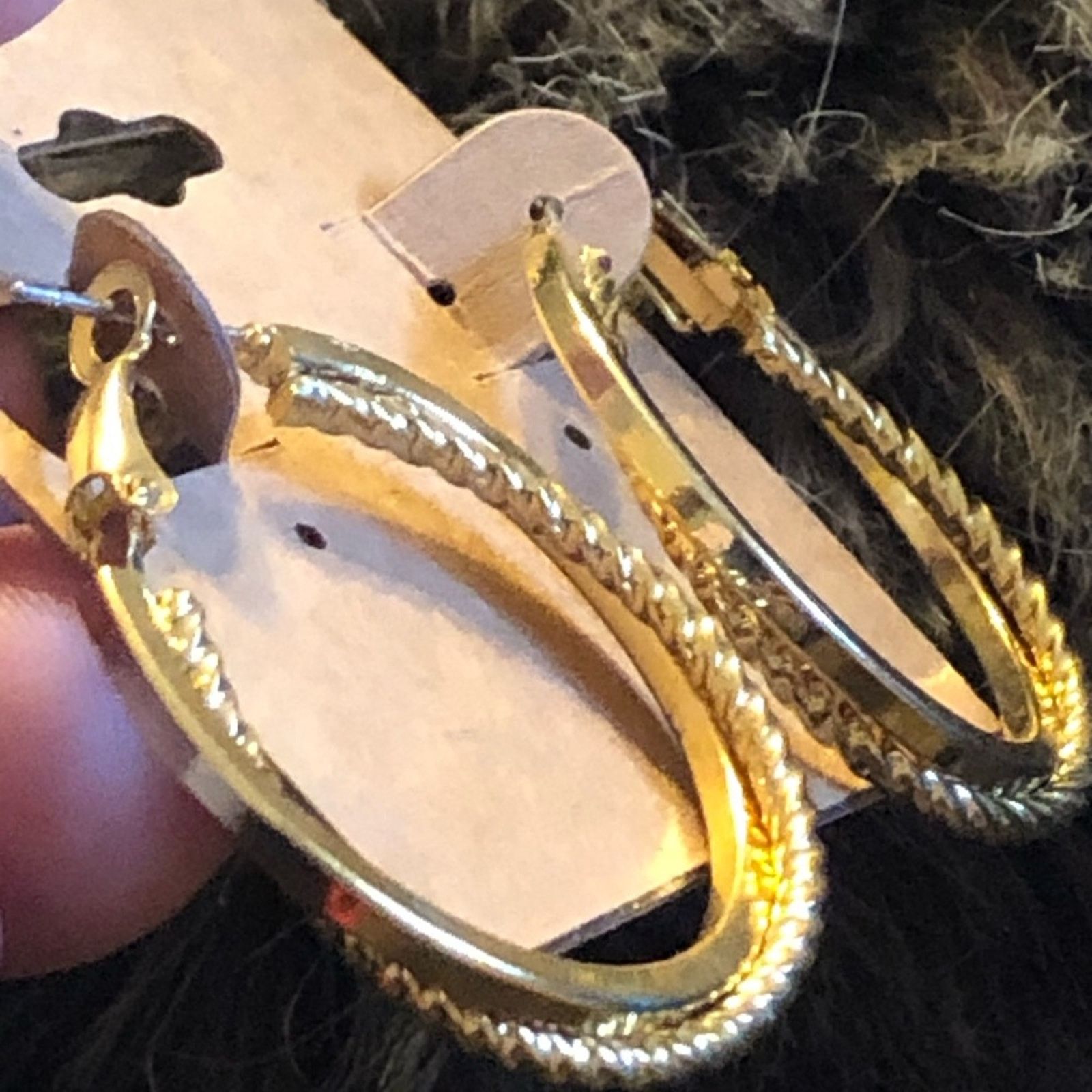 Jewelry Gold plated double loop omega back hoop earrings Size ONE SIZE - 4 Thumbnail