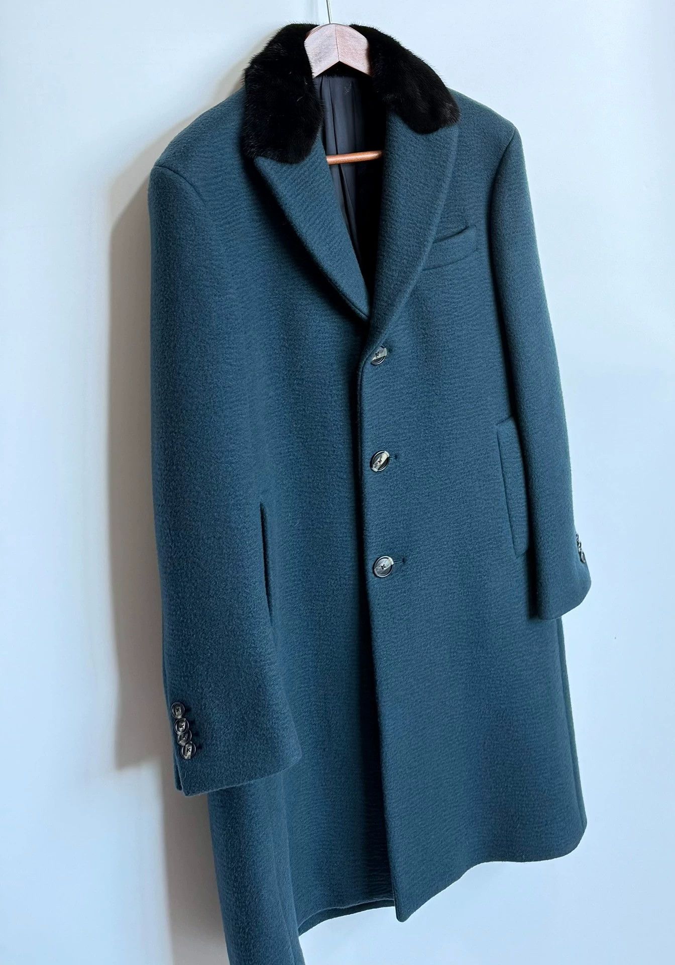 Salvatore Ferragamo Ferragamo Mink Fur Collar Water Wave Cashmere Coat 50 Size US M / EU 48-50 / 2 - 5 Thumbnail