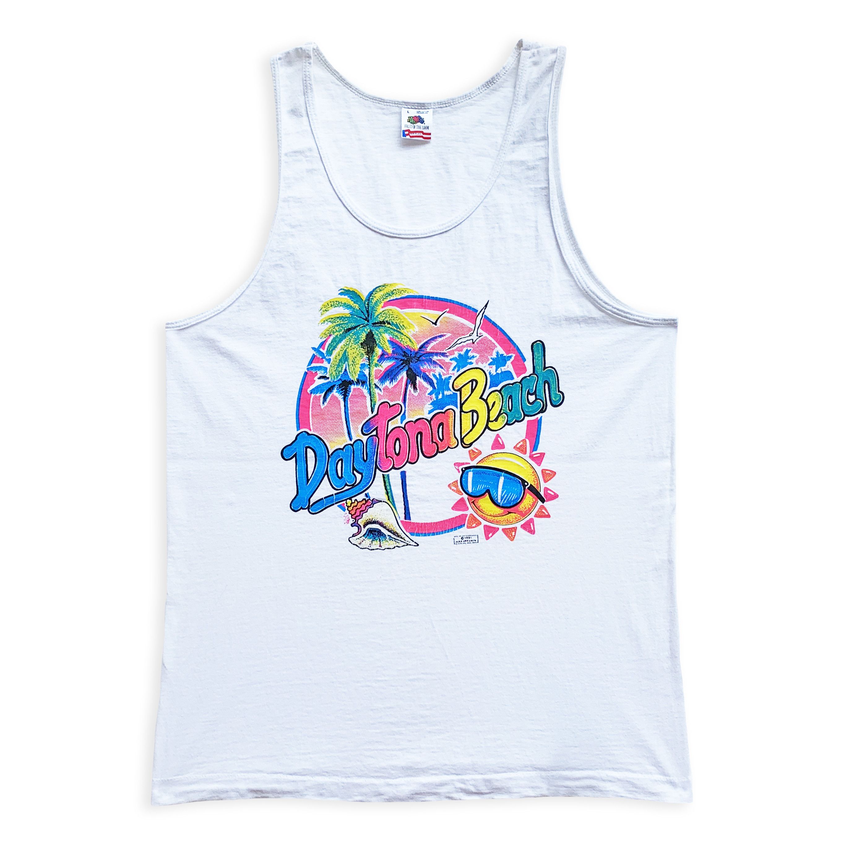 Fruit Of The Loom Vintage 1991 DAYTONA BEACH Tank top Single stitch Made in US Size US M / EU 48-50 / 2 - 2 Thumbnail