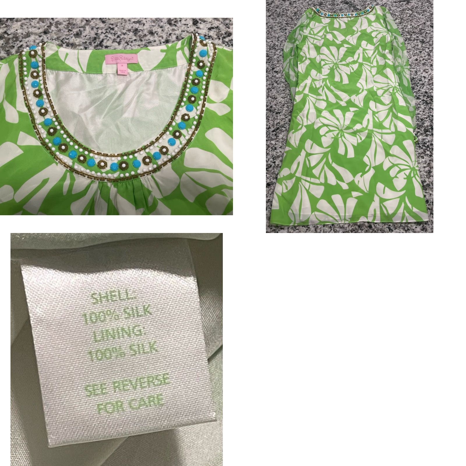 Lilly Pulitzer Lilly Pulitzer Harper Dress Wishing 100%Silk W/ Bead Accents Lined Side Zip Sz 8 Size M / US 6-8 / IT 42-44 - 8 Thumbnail