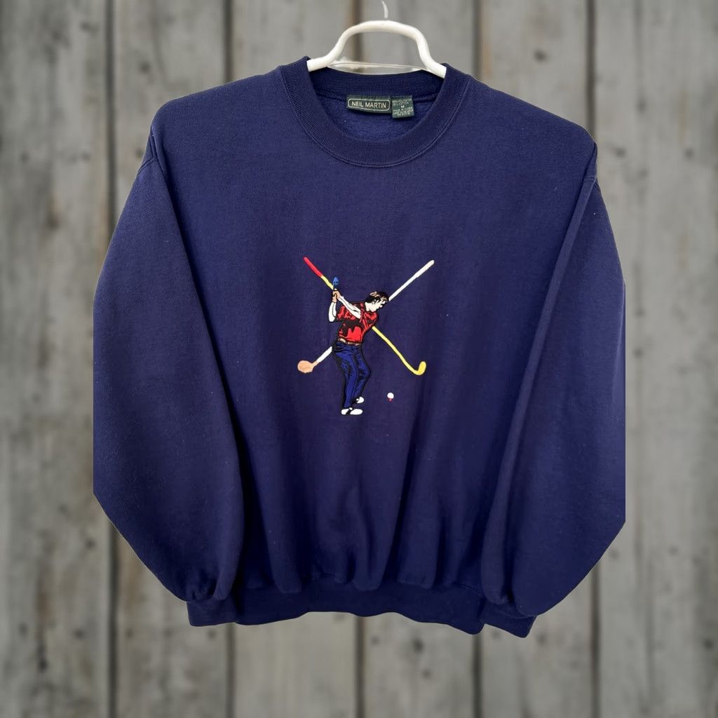 Vintage VINTAGE Neil Martin Golf Sweatshirt Mens Medium Blue Embroidered Crewneck Size US M / EU 48-50 / 2 - 1 Thumbnail