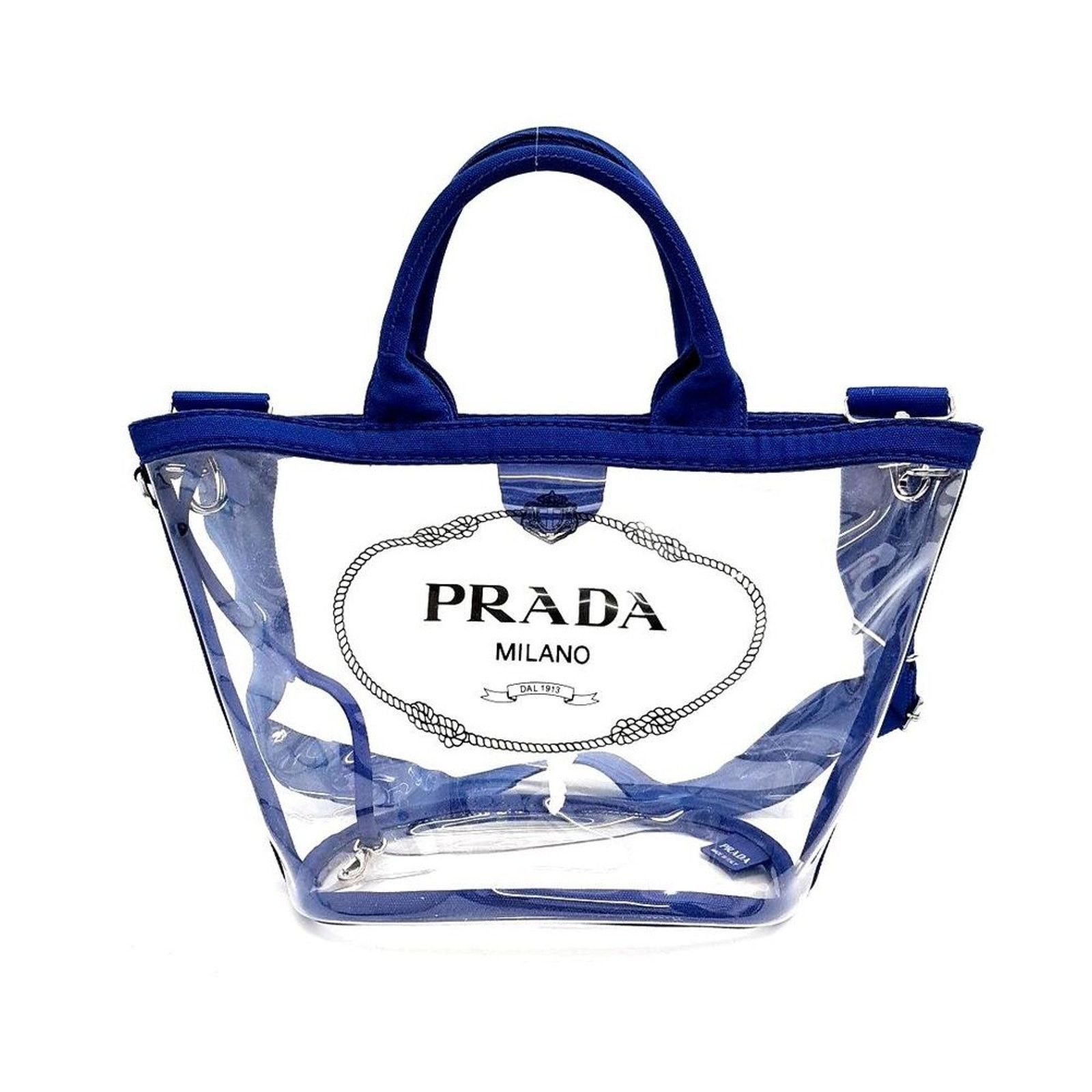 Prada Pvc Tote & Shoulder Bag (1Bg187) (2150006) in Blue, Women's