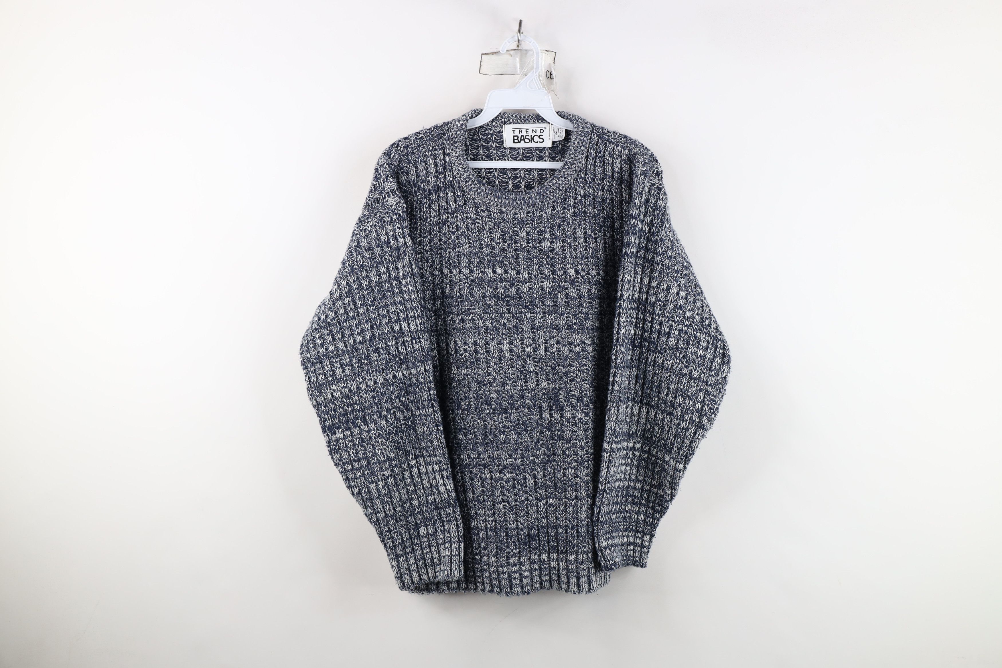 Vintage Vintage 90s Streetwear Chunky Ribbed Knit Sweater Blue USA Size US M / EU 48-50 / 2 - 1 Thumbnail