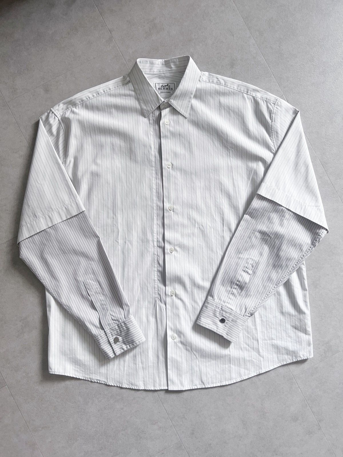 Hermes Hermes Double Layered Stripe Shirt Size US M / EU 48-50 / 2 - 7 Thumbnail