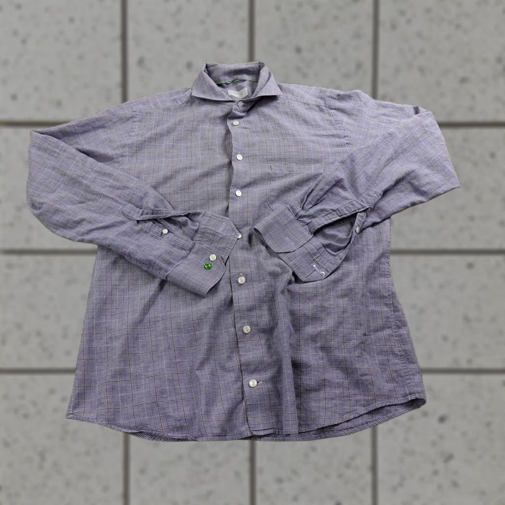 Eton Eton Shirt Mens 16.5 42 L Blue Plaid Slim Fit Long Sleeve Button Up Dress Casual Shirt Size US XL / EU 56 / 4 - 1 Thumbnail