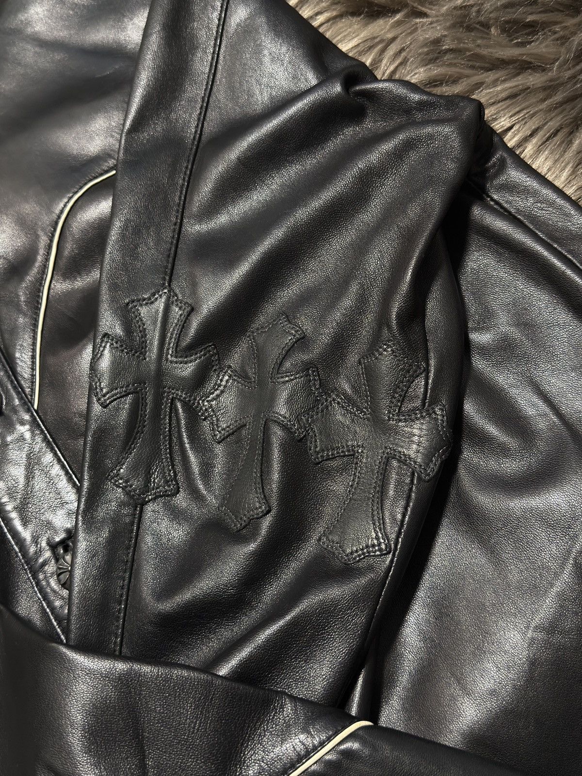 Chrome Hearts Leather Fleur Cross Patch Western Shirt Size US S / EU 44-46 / 1 - 2 Thumbnail
