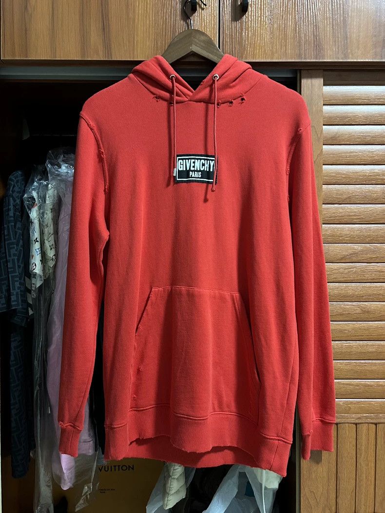 Givenchy Givenchy Destroyed / Distressed Logo Hoodie RED