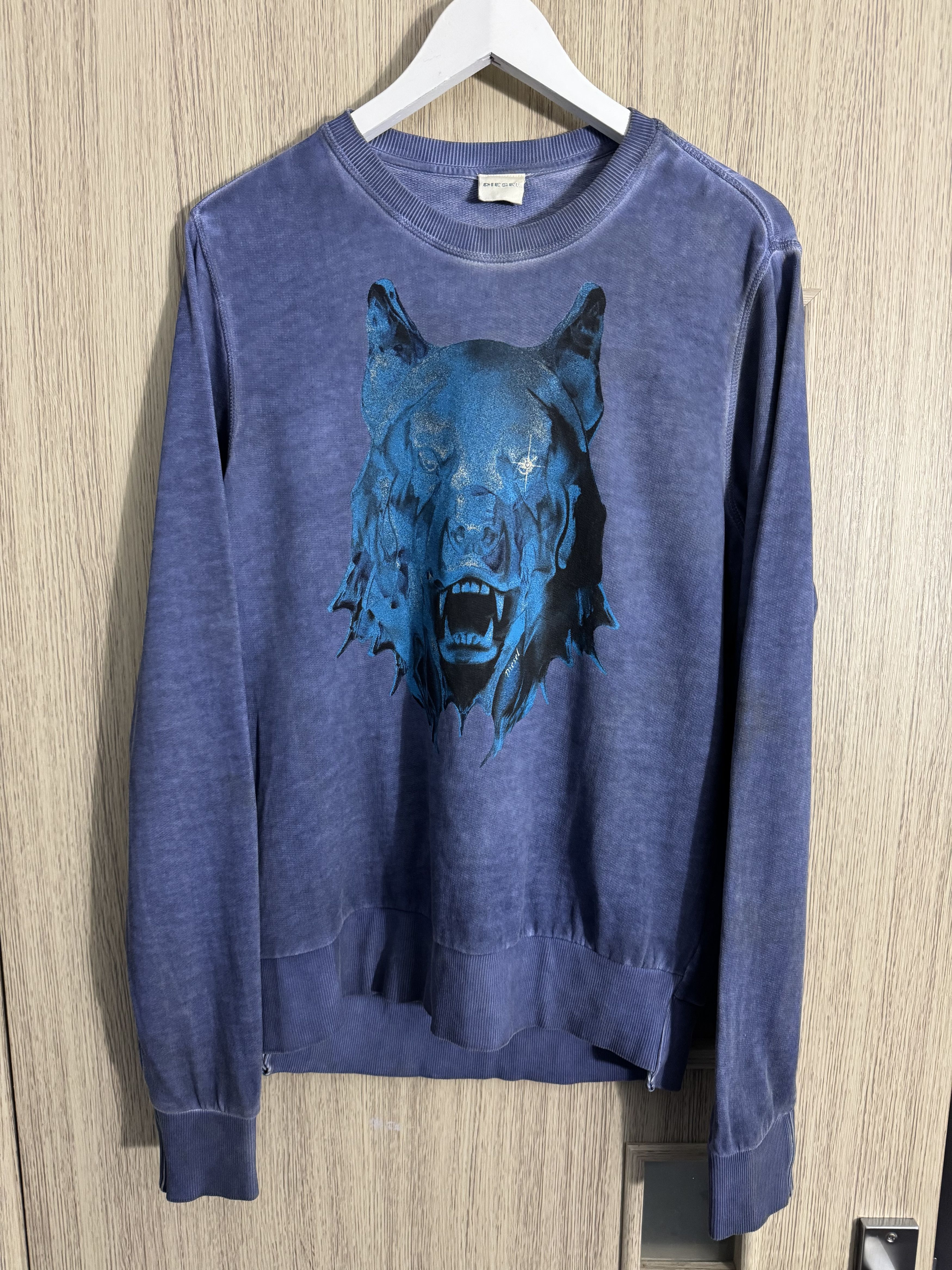 Diesel Vintage Diesel Wolf Logo Washed Faded Sweatshirt Size US M / EU 48-50 / 2 - 3 Thumbnail