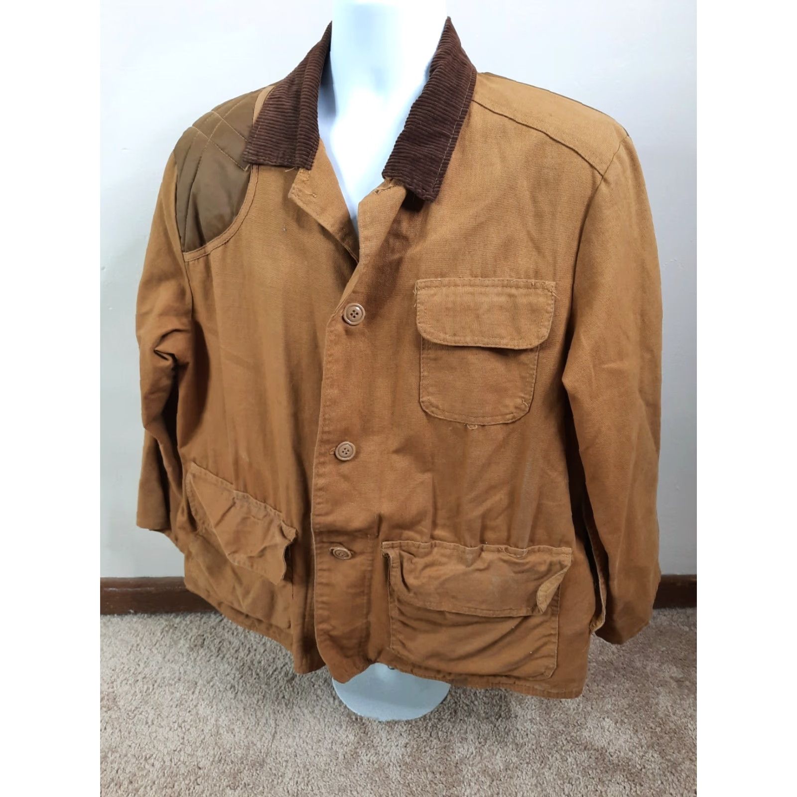 Vintage VINTAGE American Field Hunting Coat Jacket Duck Canvas 70s Size Large Beige Field Jacket Mens Size US L / EU 52-54 / 3 - 3 Thumbnail