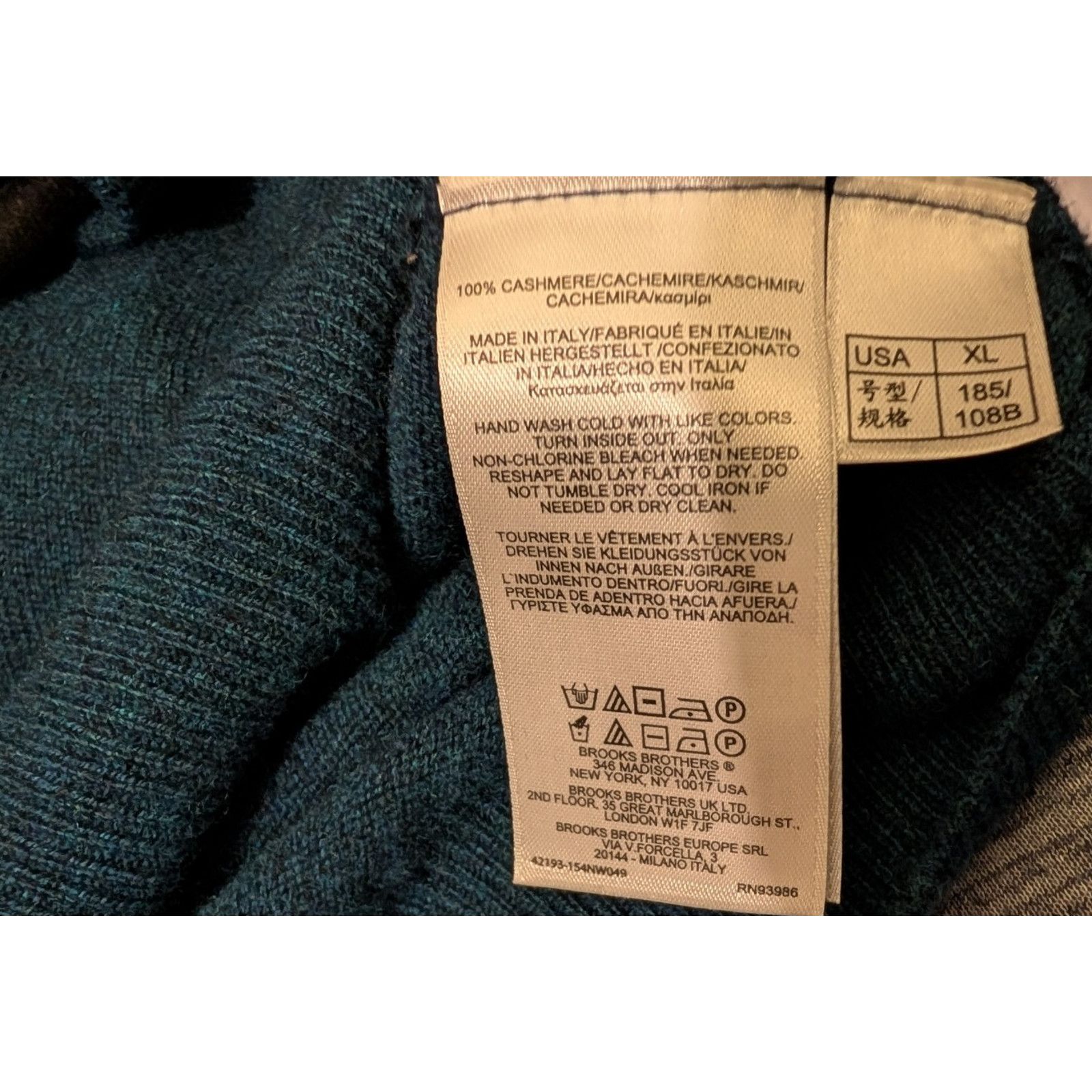 Brooks Brothers Brooks Brothers Green 2-Ply Cashmere V Neck Sweater XL Size US XL / EU 56 / 4 - 4 Thumbnail