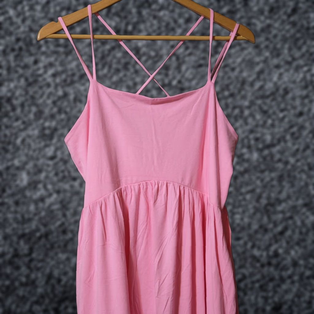Old Navy VINTAGE Old Navy Fit & Flare Strappy Mini Dress Pink Women's Petite L #H61-18 Size L / US 10 / IT 46 - 1 Thumbnail