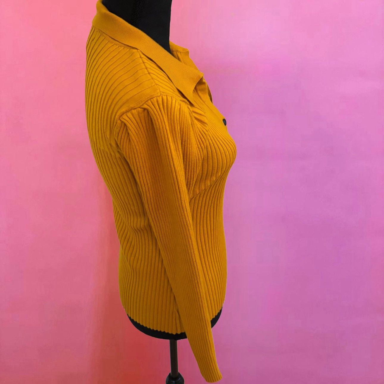 Karl Lagerfeld Karl Lagerfeld Paris Yellow Ribbed Collar Blouse - XS Size XS / US 0-2 / IT 36-38 - 4 Thumbnail