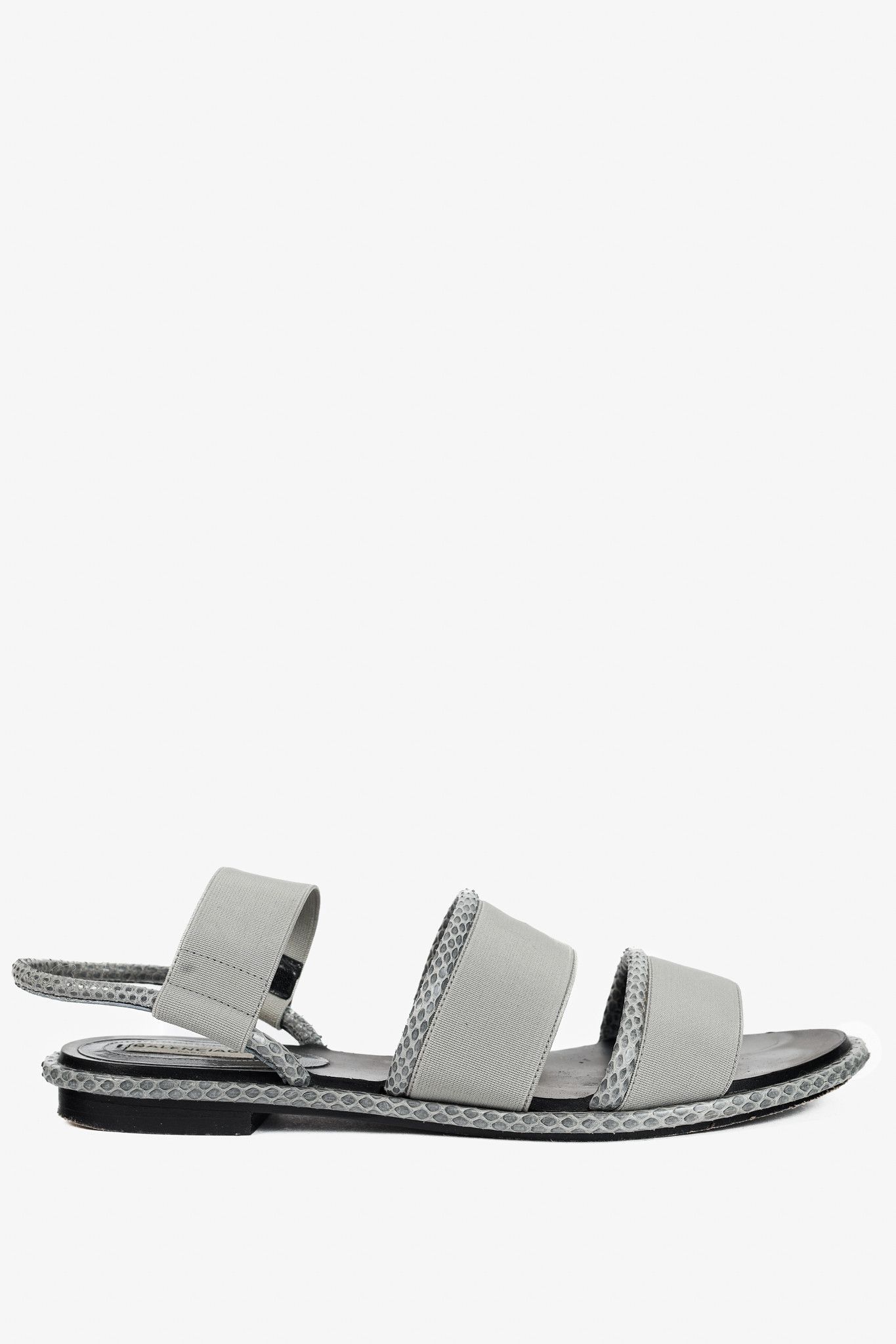 Balenciaga Balenciaga Elastic Snakeskin-Embossed-Trim Slingback Sandals Size US 7.5 / IT 37.5 - 1 Thumbnail