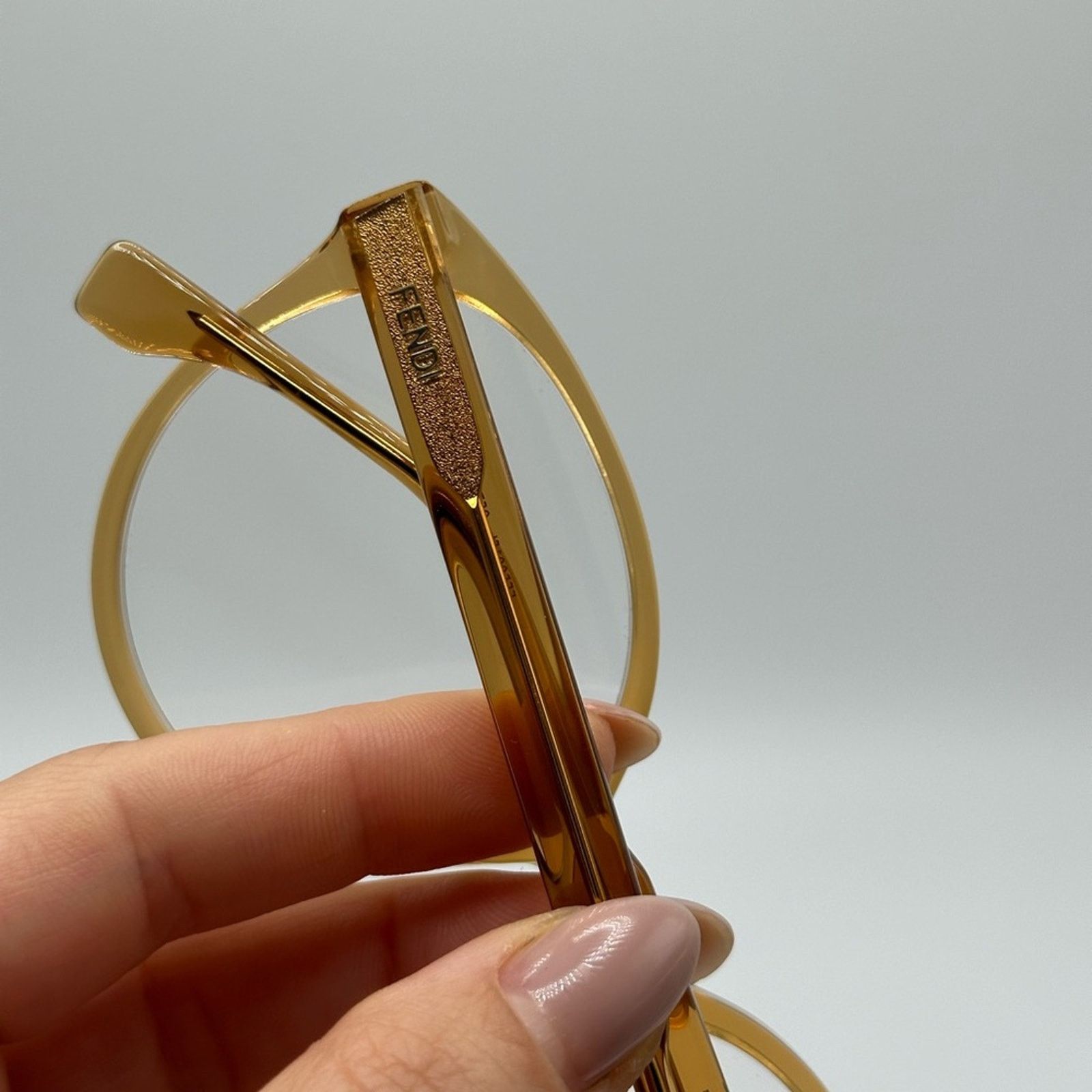 Fendi NEW FENDI FE50015I 057 Transparent Cognac Unisex Eyeglasses Size ONE SIZE - 9 Thumbnail