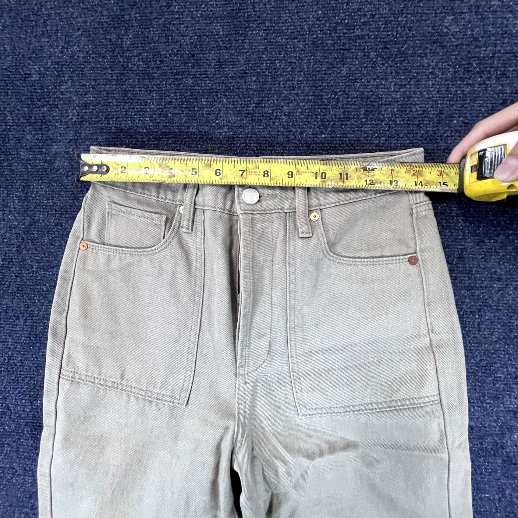 Vintage BLANKNYC The Baxter Pants Womens 27 Beige Straight Leg High Rise Utility Jeans Sheer Beige Khaki Pockets Size 27" / US 4 / IT 40 - 4 Thumbnail