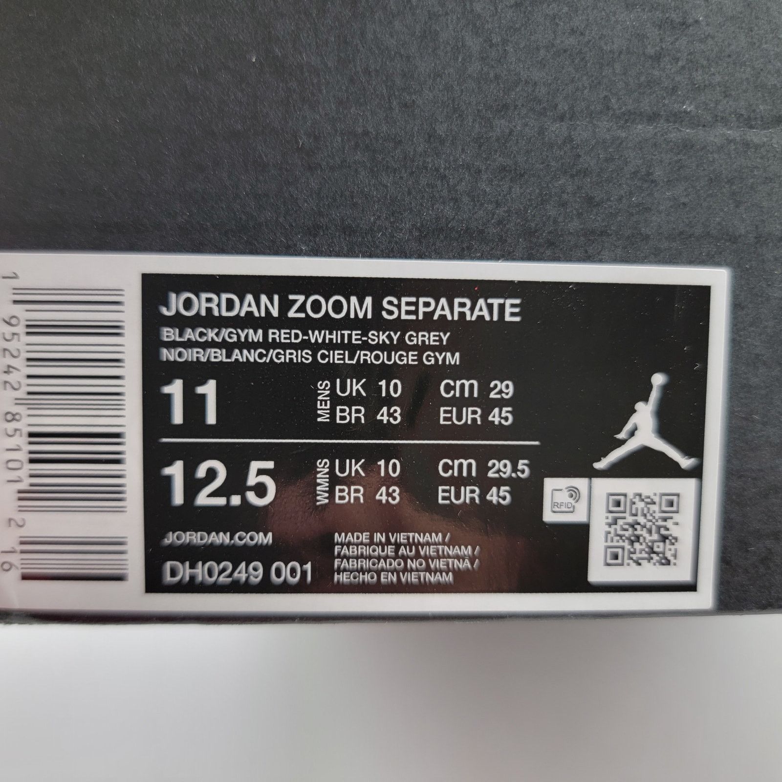 Nike Jordan Zoom Separate Black Sky Grey Mens Sz 11