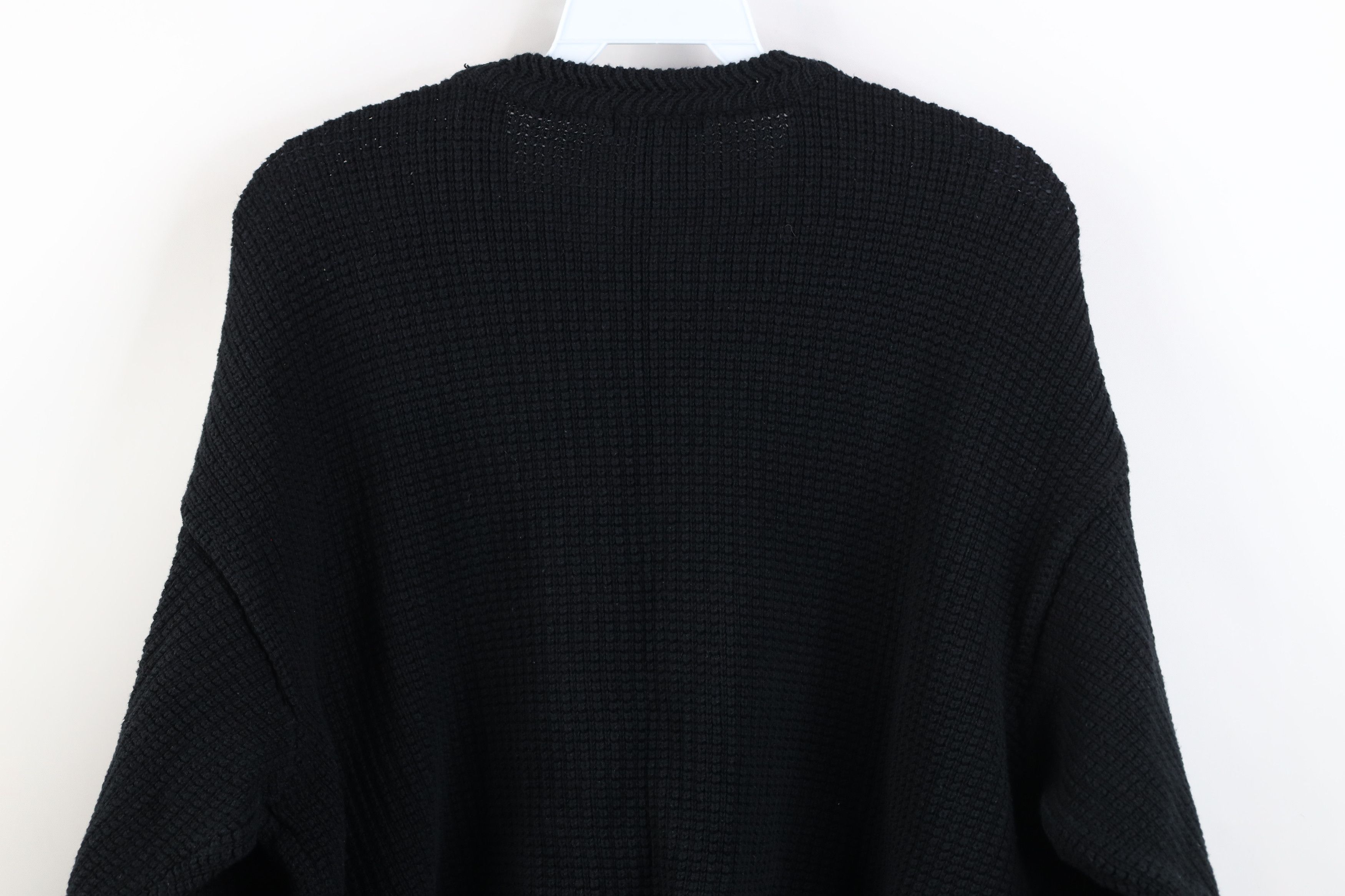 Vintage Vintage 90s Streetwear Ribbed Thermal Knit Sweater Black Size US L / EU 52-54 / 3 - 8 Thumbnail