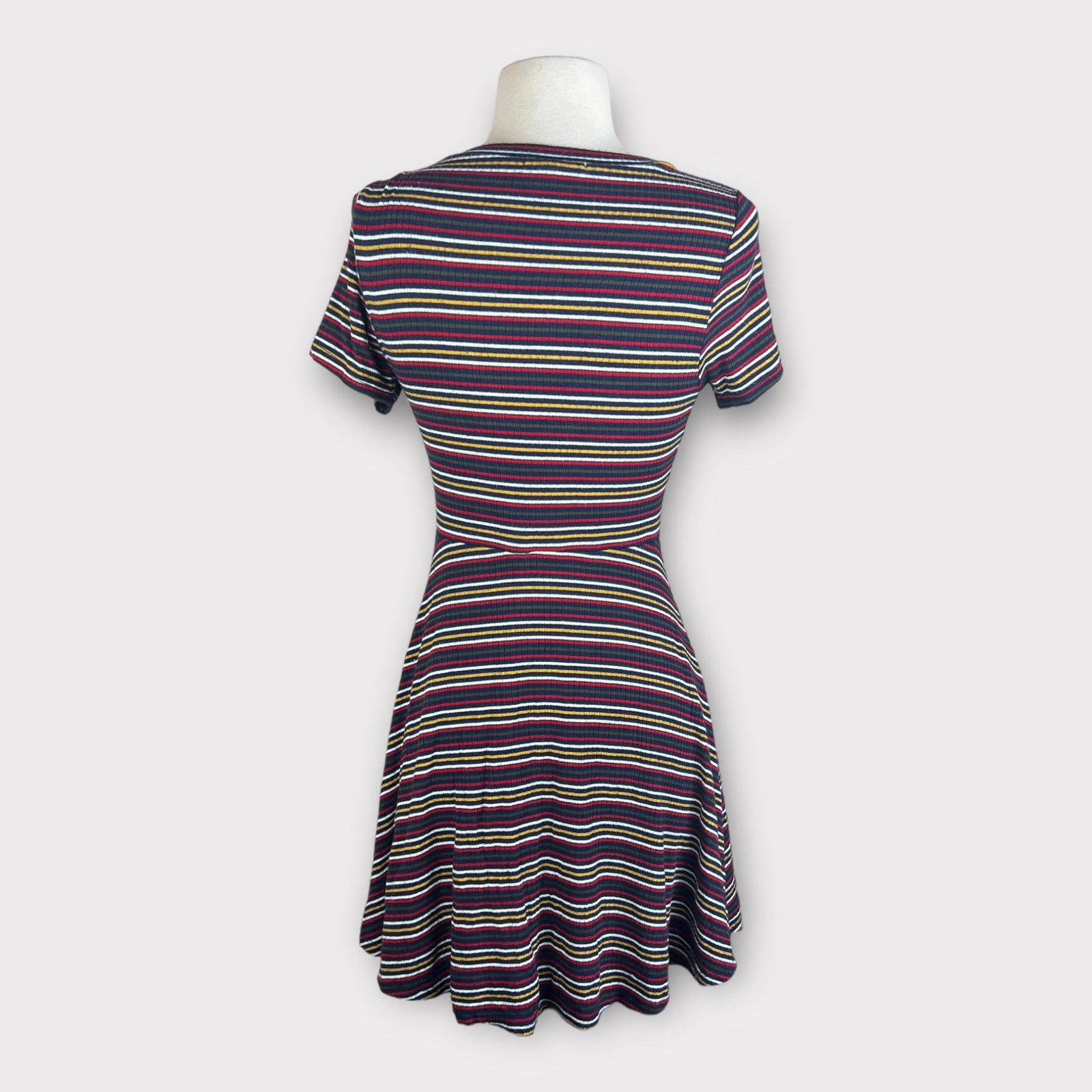 Vintage Copper Key Vintage Y2K Striped Tee Skater Dress | Retro Size S / US 4 / IT 40 - 3 Thumbnail