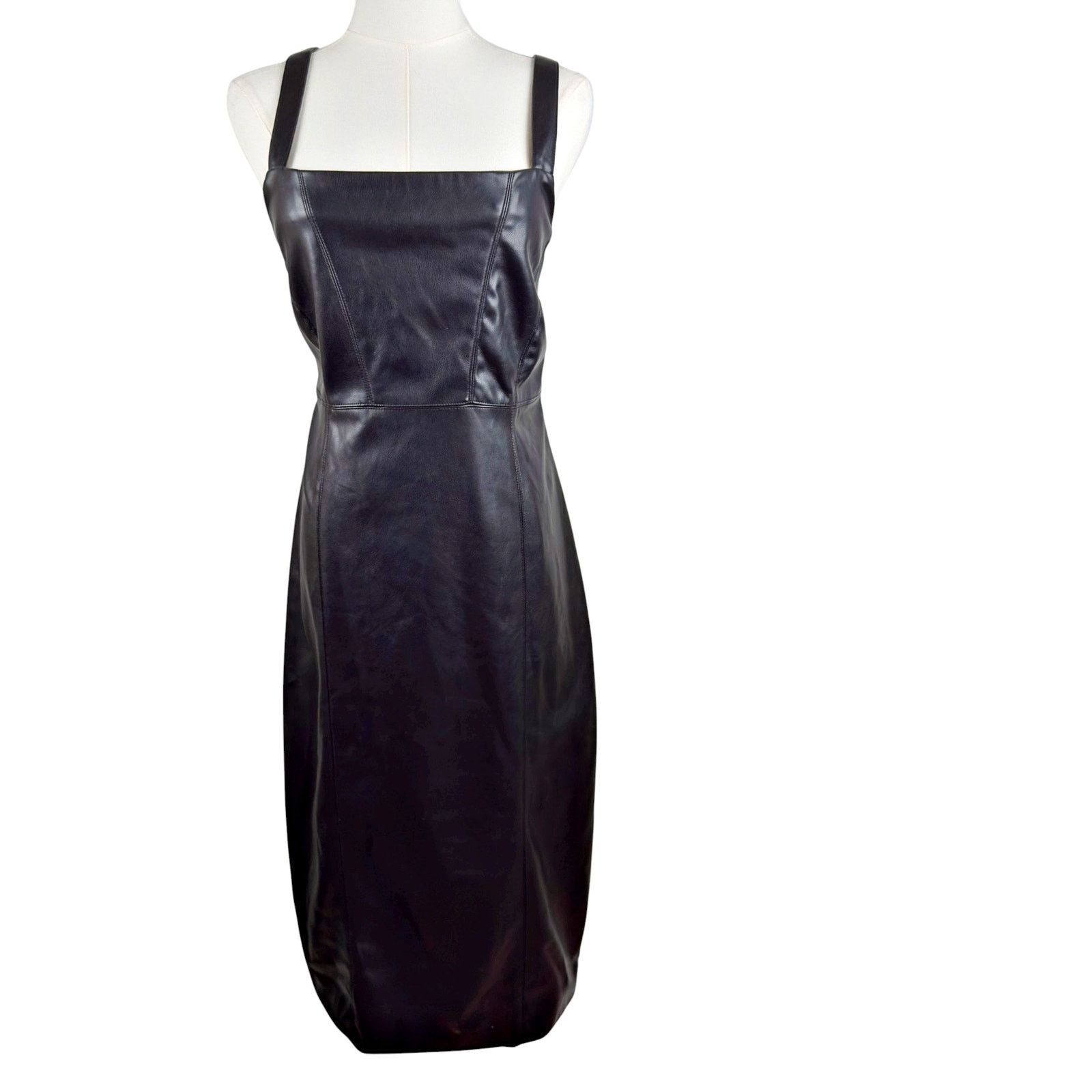 7 For All Mankind LRG Faux Leather Black Bodycon Dress - hmcgarage.com