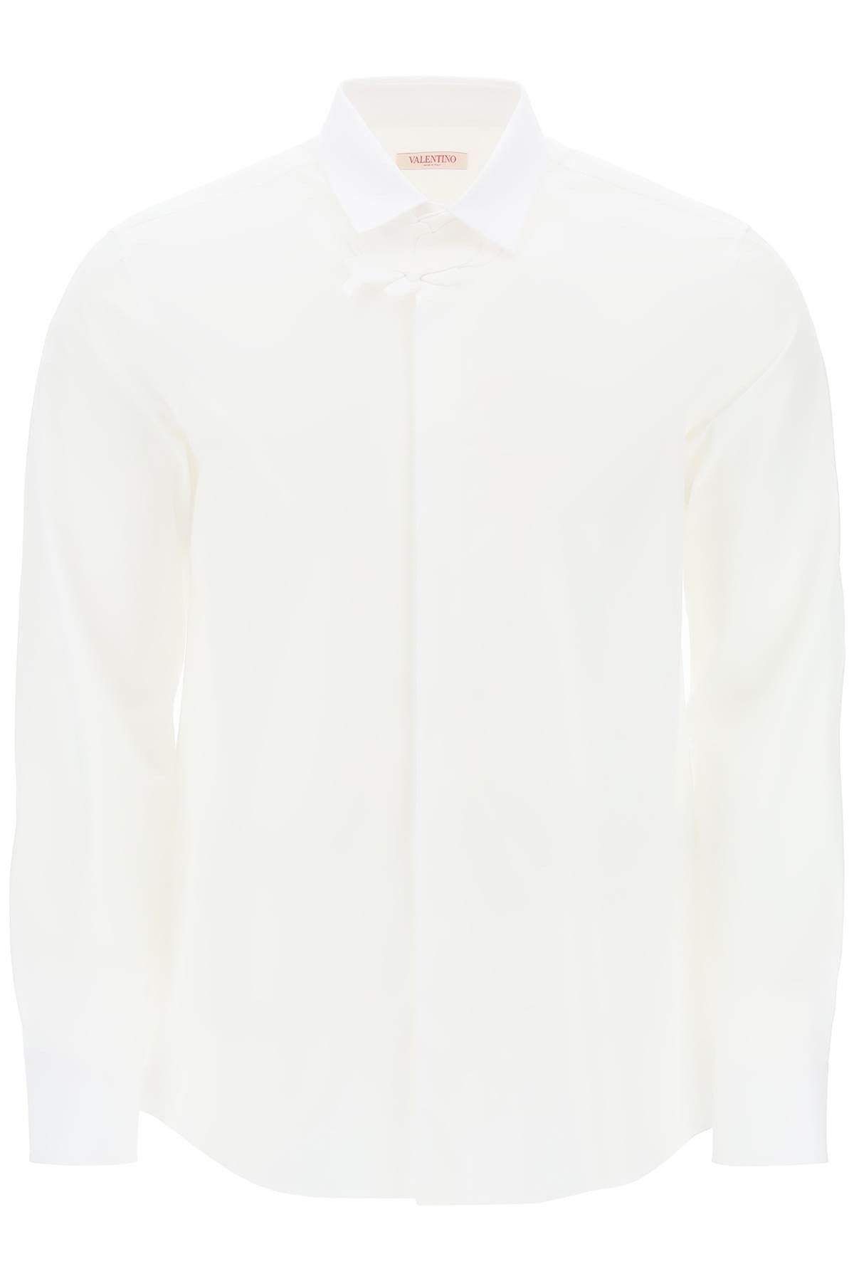 image of Valentino Garavani Poplin Shirt With Flower Patch Detail in Bianco, Men's (Size Medium)