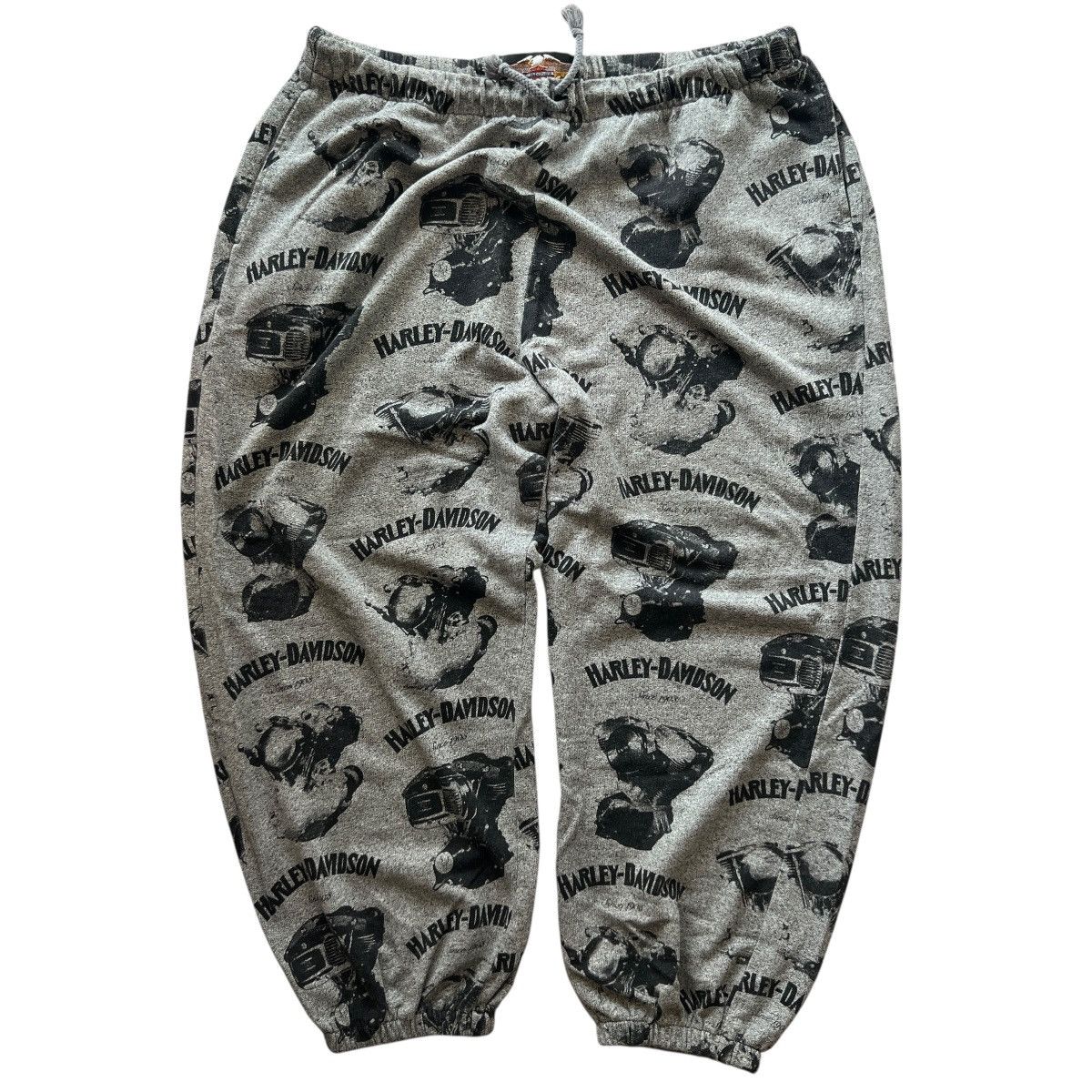 Harley Davidson Vintage 90s Harley Davidson Engine AOP Sweatpants Size US 34 / EU 50 - 1 Thumbnail