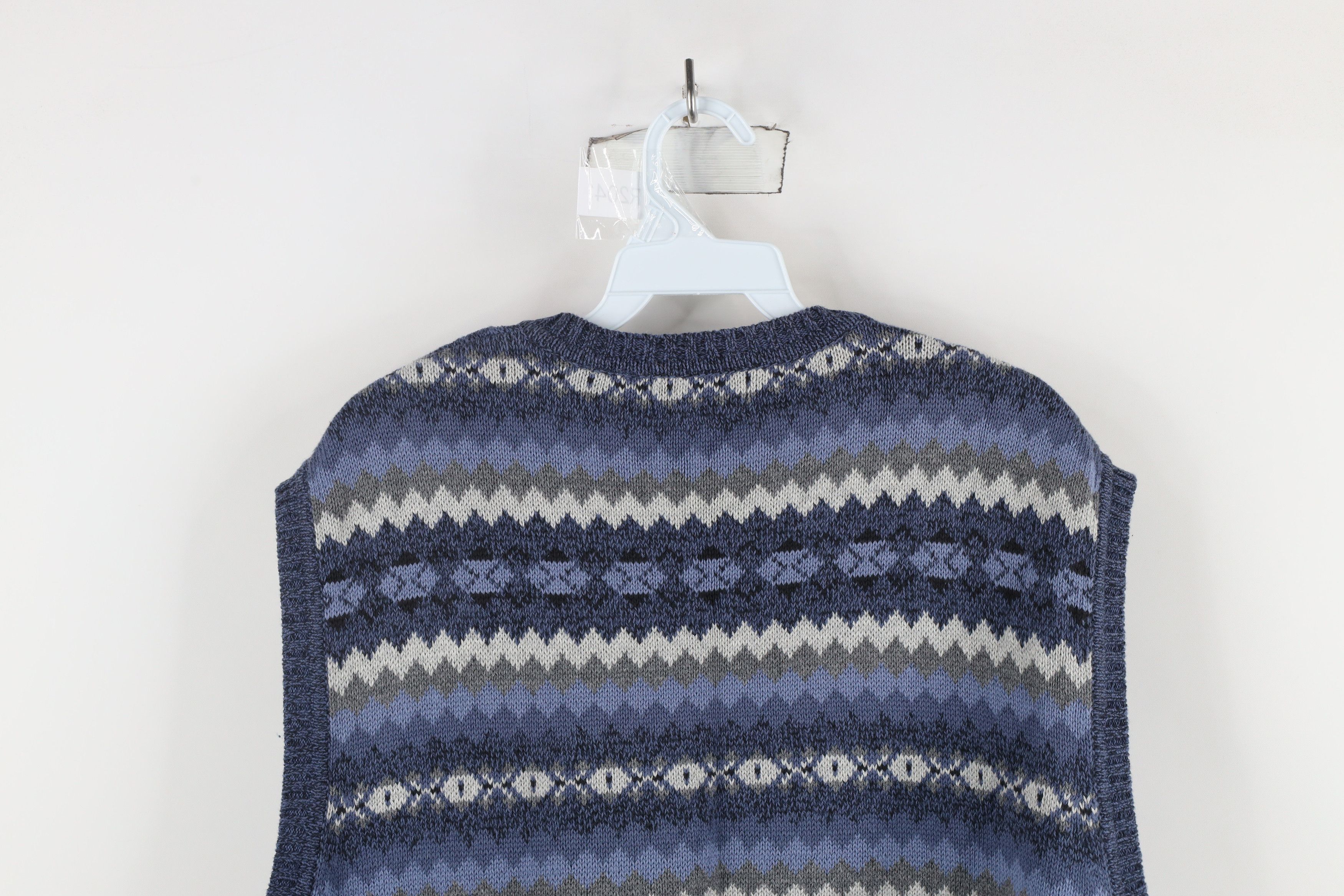 Vintage Vintage 90s Streetwear Cotton Knit V-Neck Sweater Vest Blue Size US XL / EU 56 / 4 - 6 Thumbnail
