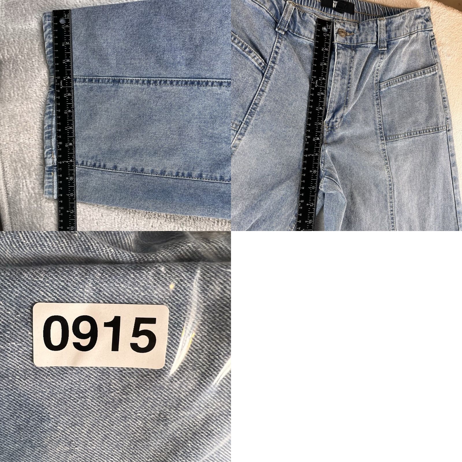 Vintage Madden NYC Jeans Womens L Blue Elastic Waist Wide Leg Skater Grunge Size 36" / US 14 / IT 50 - 8 Thumbnail