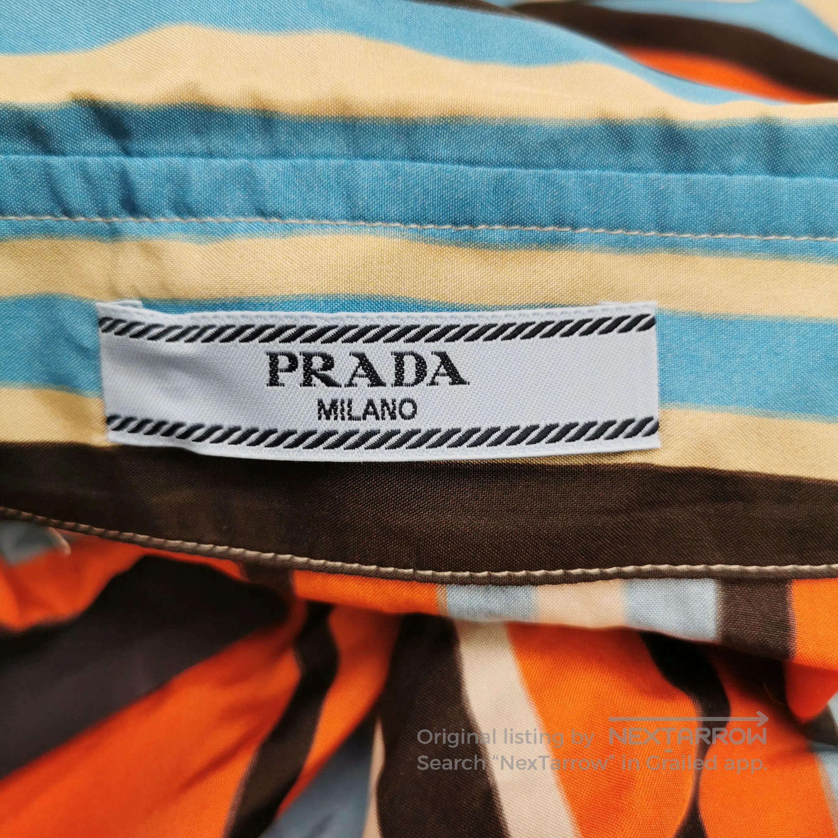 Prada Prada Striped Triangle Logo Long Sleeve Shirt . Size S / US 4 / IT 40 - 3 Thumbnail