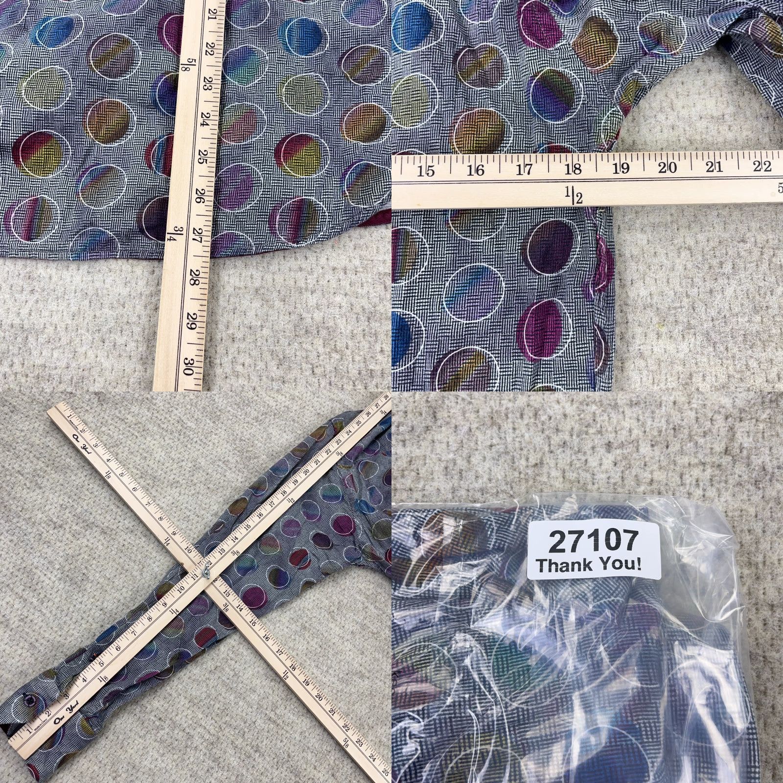 Vintage Visconti Black Shirt Men Medium Gray Purple Button Up Spotted Geometric Disco Size US M / EU 48-50 / 2 - 9 Thumbnail