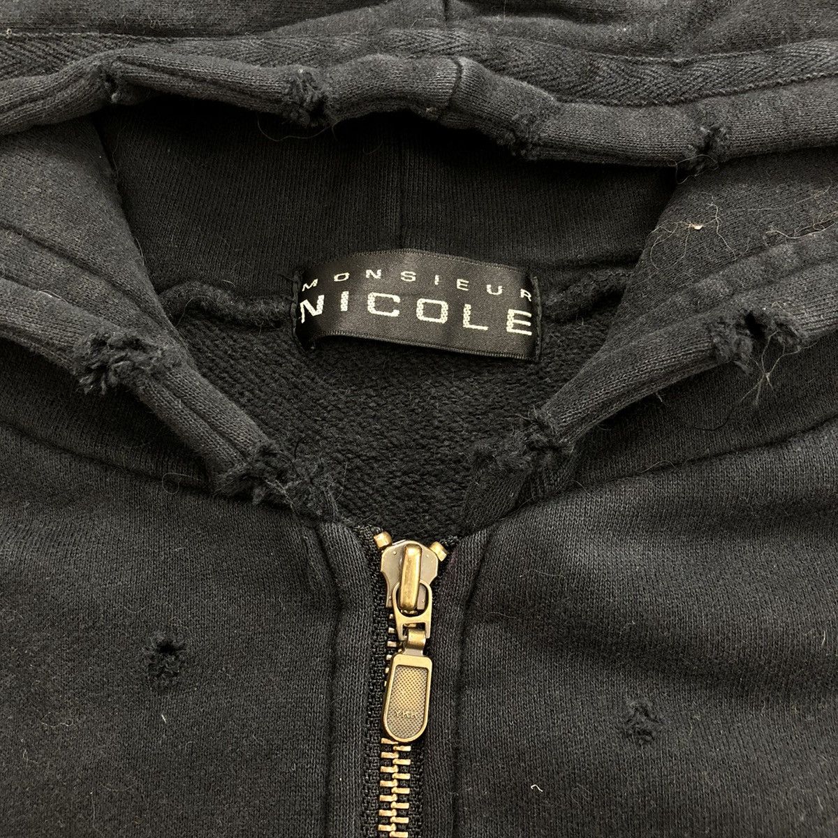 If Six Was Nine × Le Grande Bleu (L.G.B.) × Nicole Club Vintage Nicole Monsieur Embroidered Distressed Zip Hoodie Size US M / EU 48-50 / 2 - 9 Thumbnail