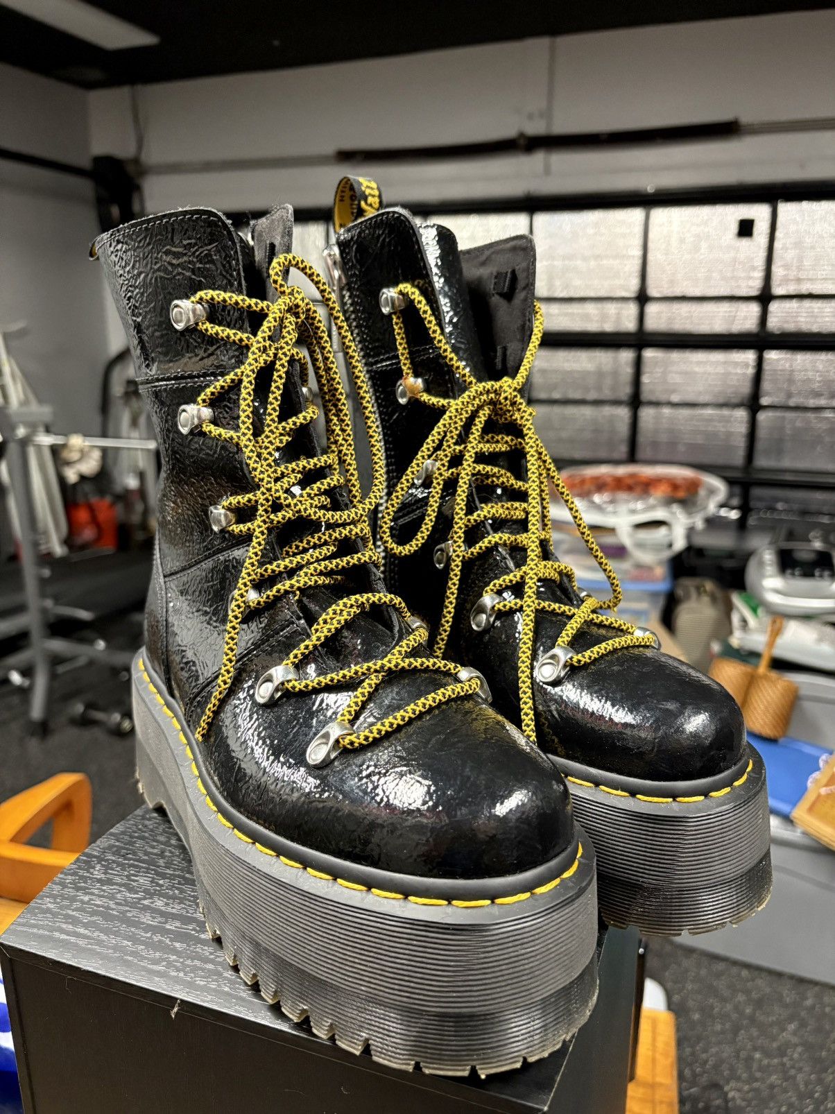 Other Doc Marten’s Black Patent Platform Boots Size US 7 / IT 37 - 1 Thumbnail