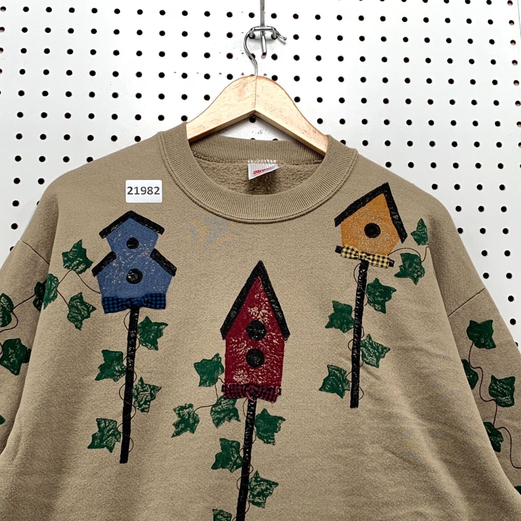 Jerzees VINTAGE Birdhouse Leaf Sweatshirt Brown Mens L Crewneck Pullover 90s Jerzees Canvas Pullover Size US L / EU 52-54 / 3 - 6 Thumbnail
