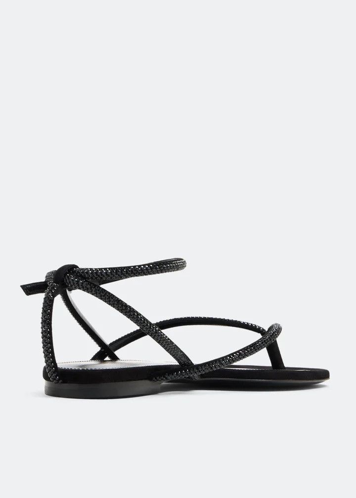 Saint Laurent Paris oc11z1125 Nadja Sandals in Suede and Rhinestones in Black Size US 6.5 / IT 36.5 - 3 Thumbnail