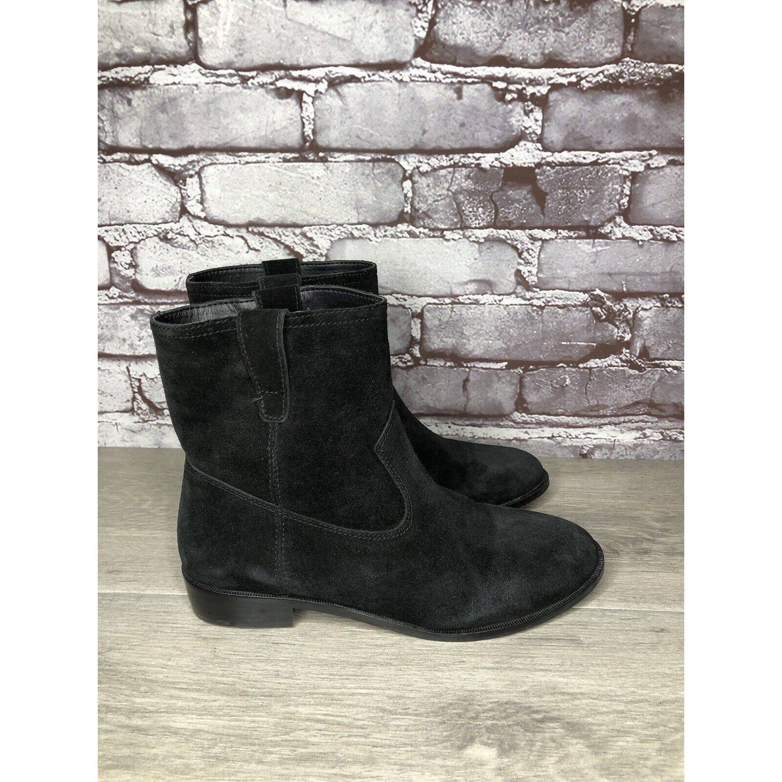 Rebecca Minkoff Rebecca Minkoff Black Suede Pull On Ankle Boots Heel Booties Size US 6 / IT 36 - 20 Thumbnail