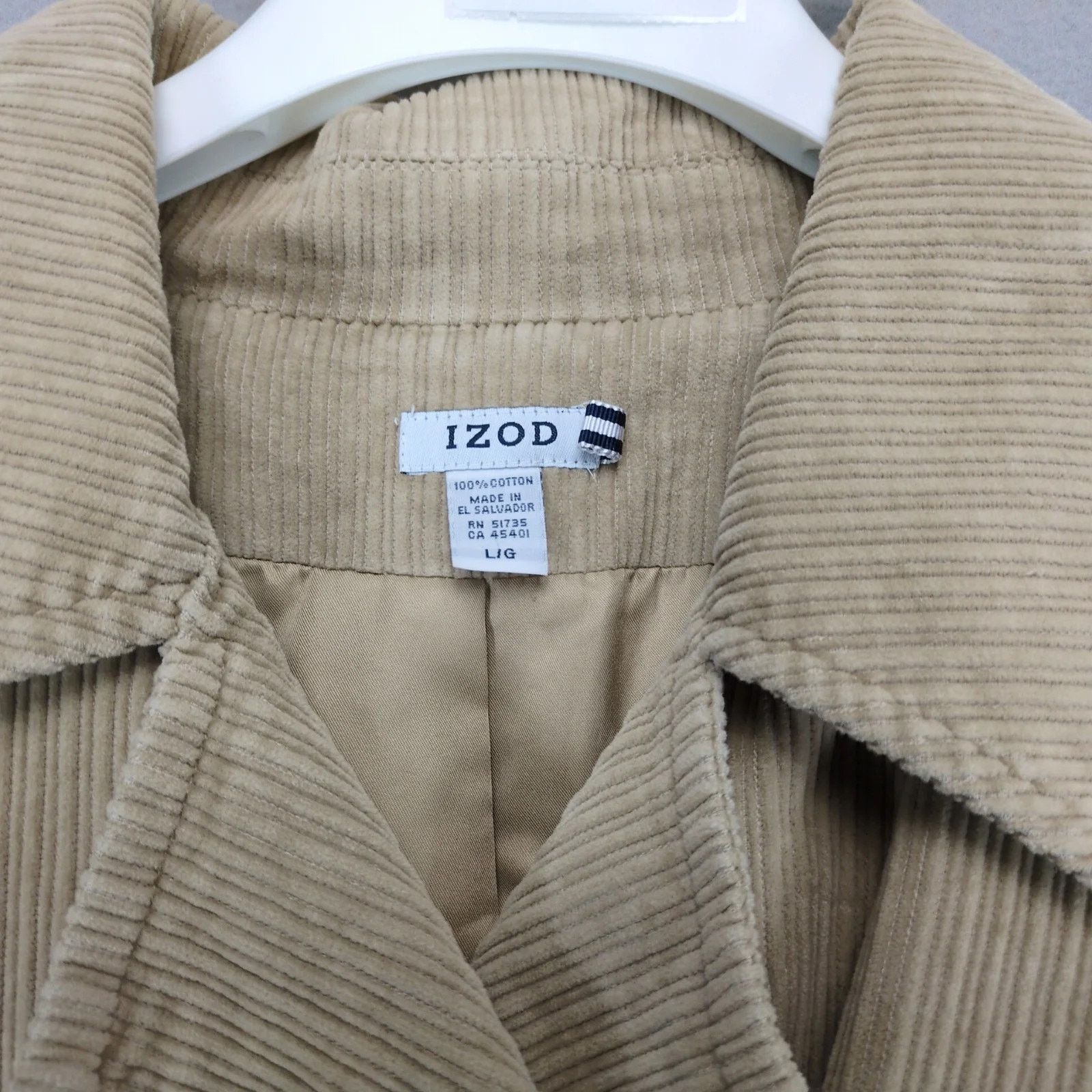 Izod IZOD Beige Corduroy Double Breasted Pea Coat Women's L Size L / US 10 / IT 46 - 4 Thumbnail
