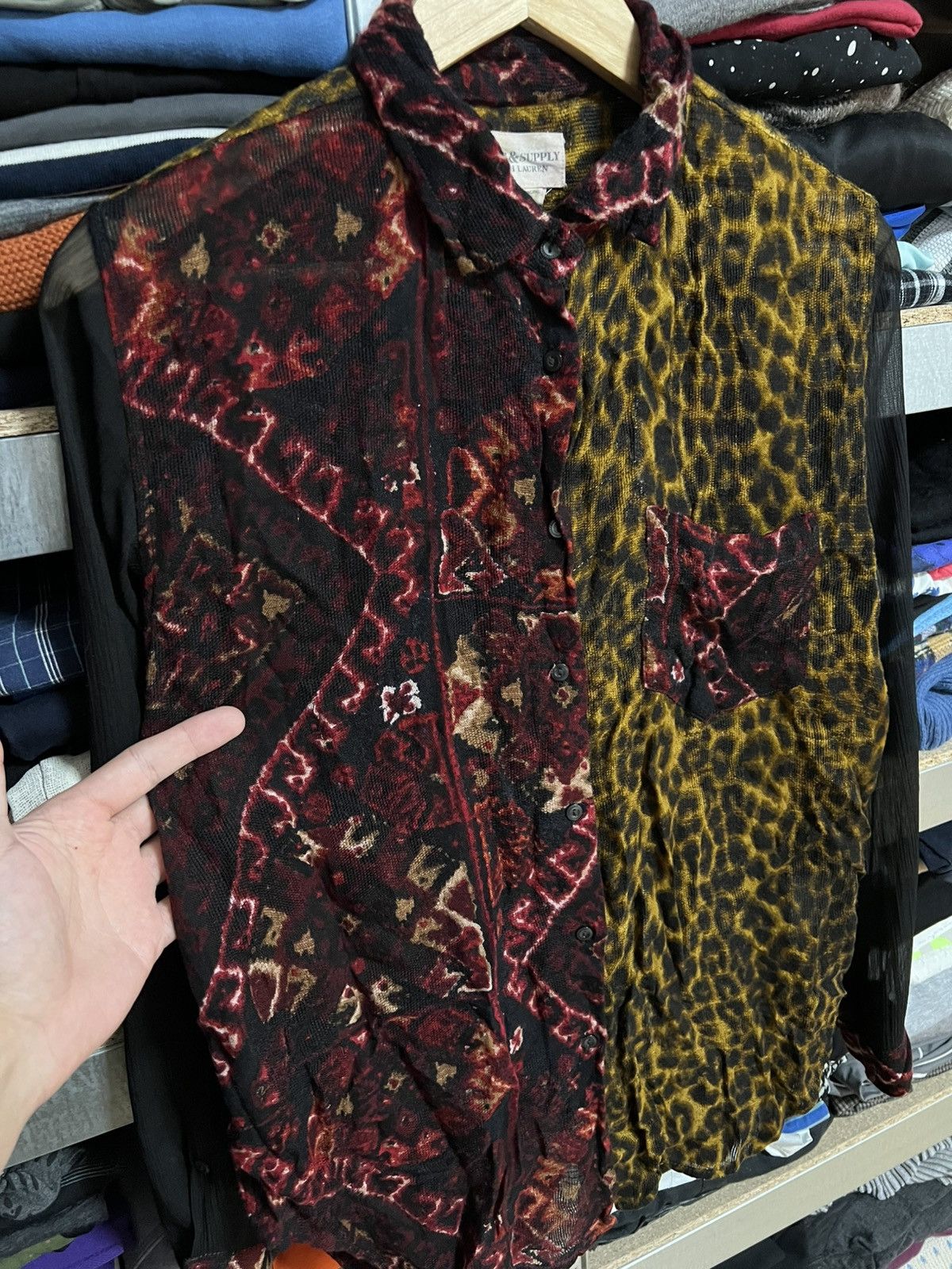 Denim & Supply Ralph Lauren Denim&Supply Ralph Laurent Leopard Print Mesh Button Shirt Size M / US 6-8 / IT 42-44 - 3 Thumbnail