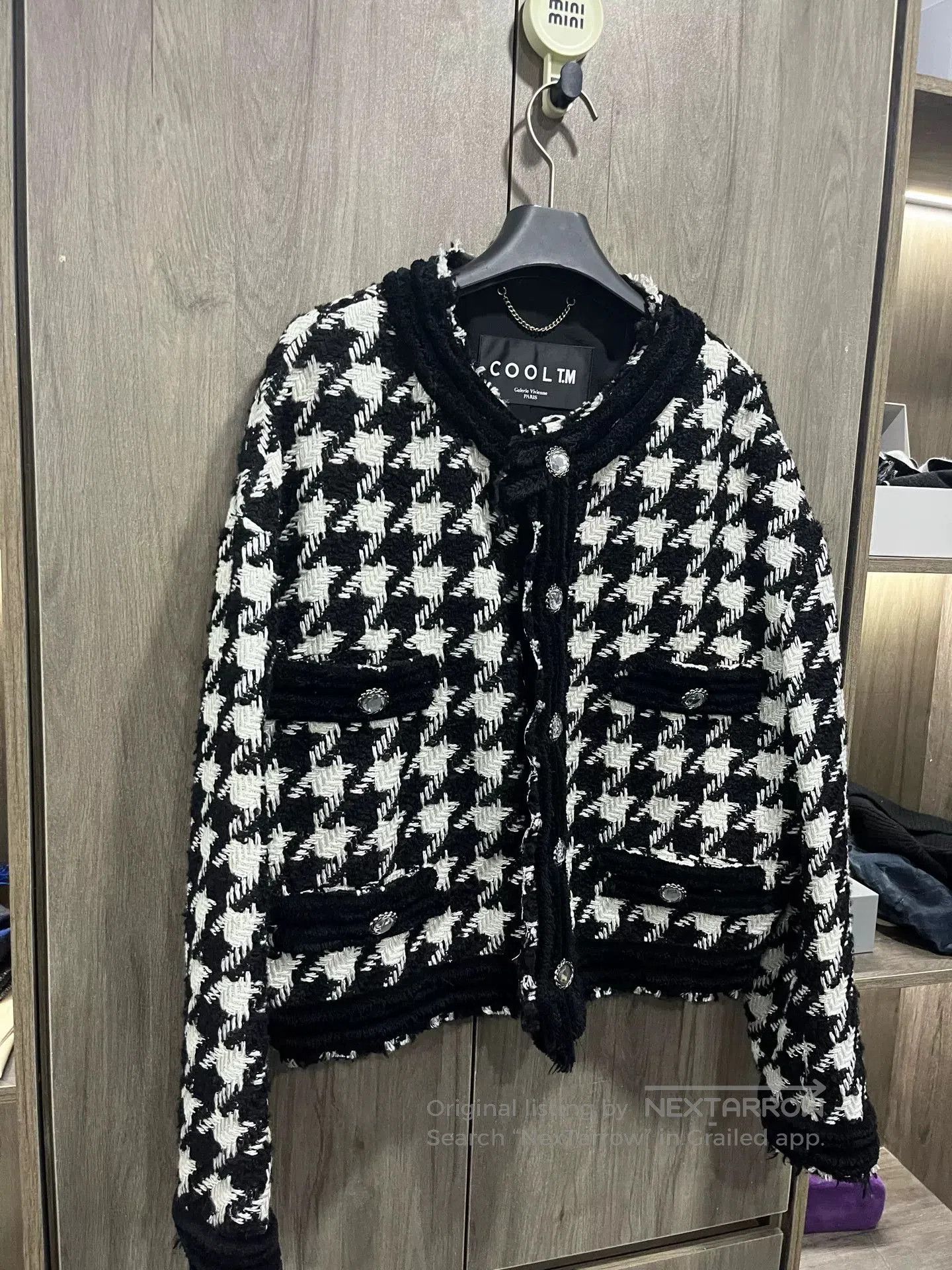 Other Black White Houndstooth Knit Coat. Size M / US 6-8 / IT 42-44 - 3 Thumbnail